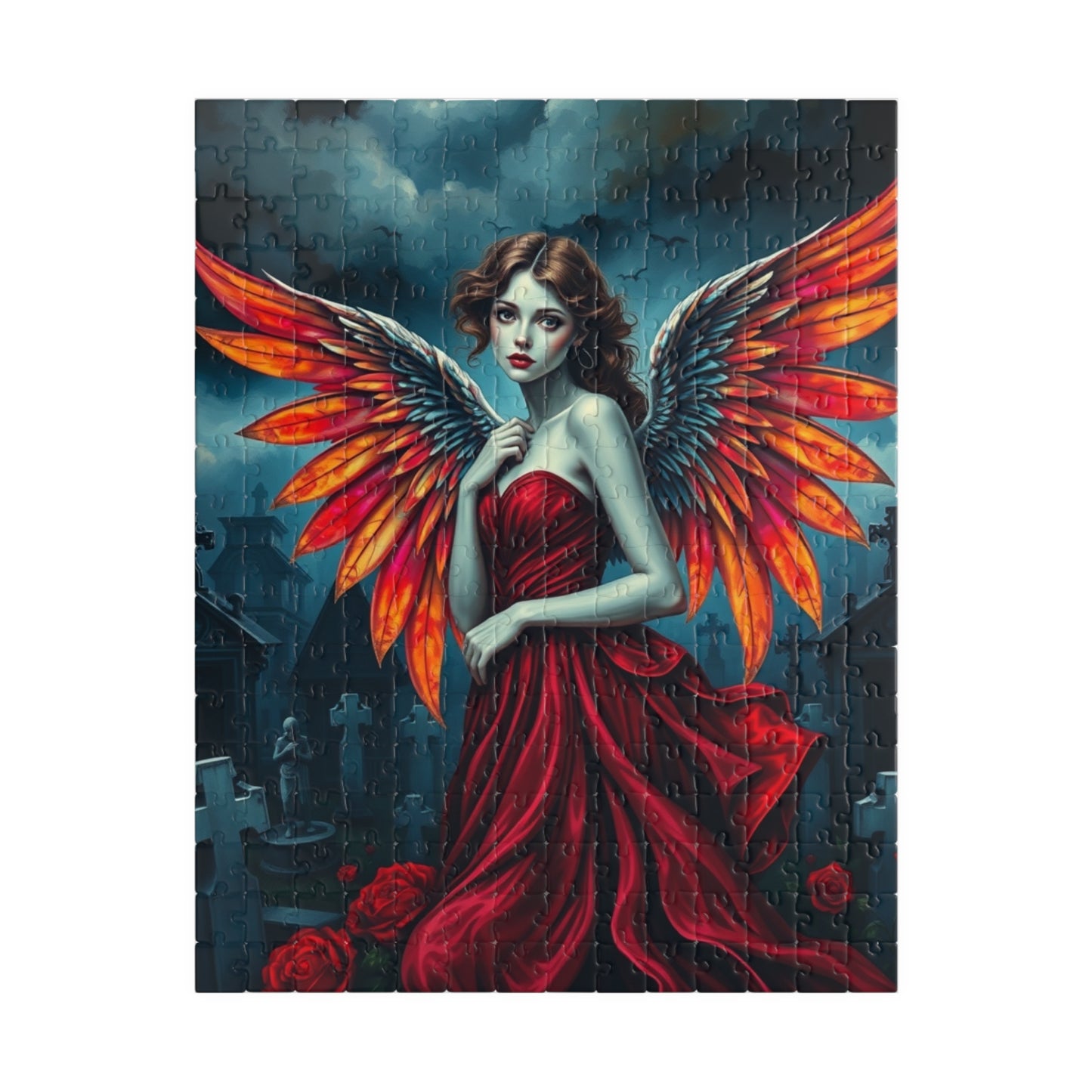 Enchanting Angel Puzzle, Dark Fantasy Celestial Being Gothic Art Jigsaw Game, Perfect Gift for Halloween, 110, 252, 520, 1014-piece 252 pcs (Vertical) Puzzle The Puzzle Chest