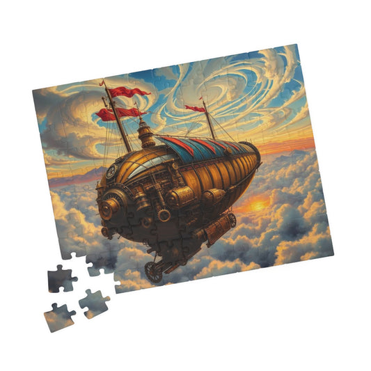 Steampunk Airship Puzzle, Vintage Style Jigsaw Game 110 pcs (Horizontal) Puzzle The Puzzle Chest