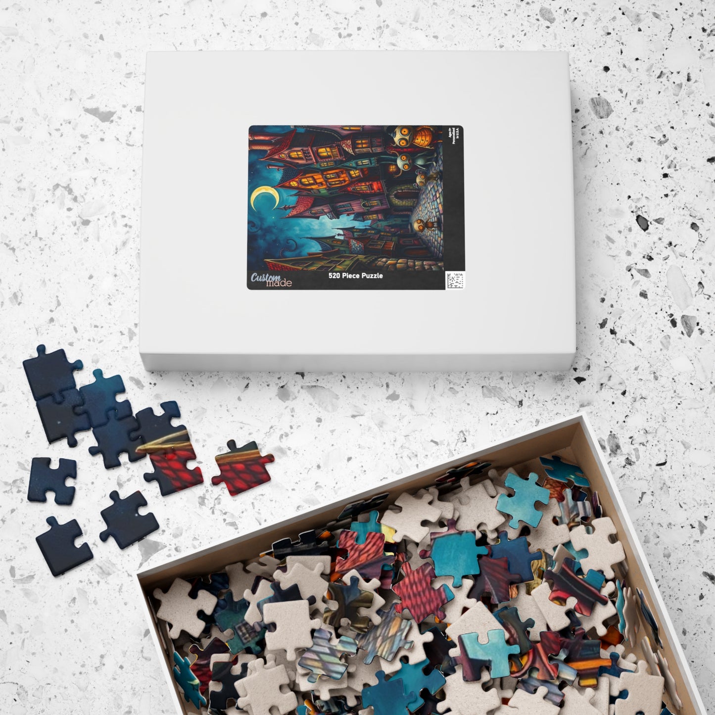 Whimsical Halloween Village Jigsaw Puzzle, 110-1014 Piece Dark Fantasy Art Nighttime Scene, Perfect for Family Game Night, Puzzle Lover Gift The Puzzle Chest