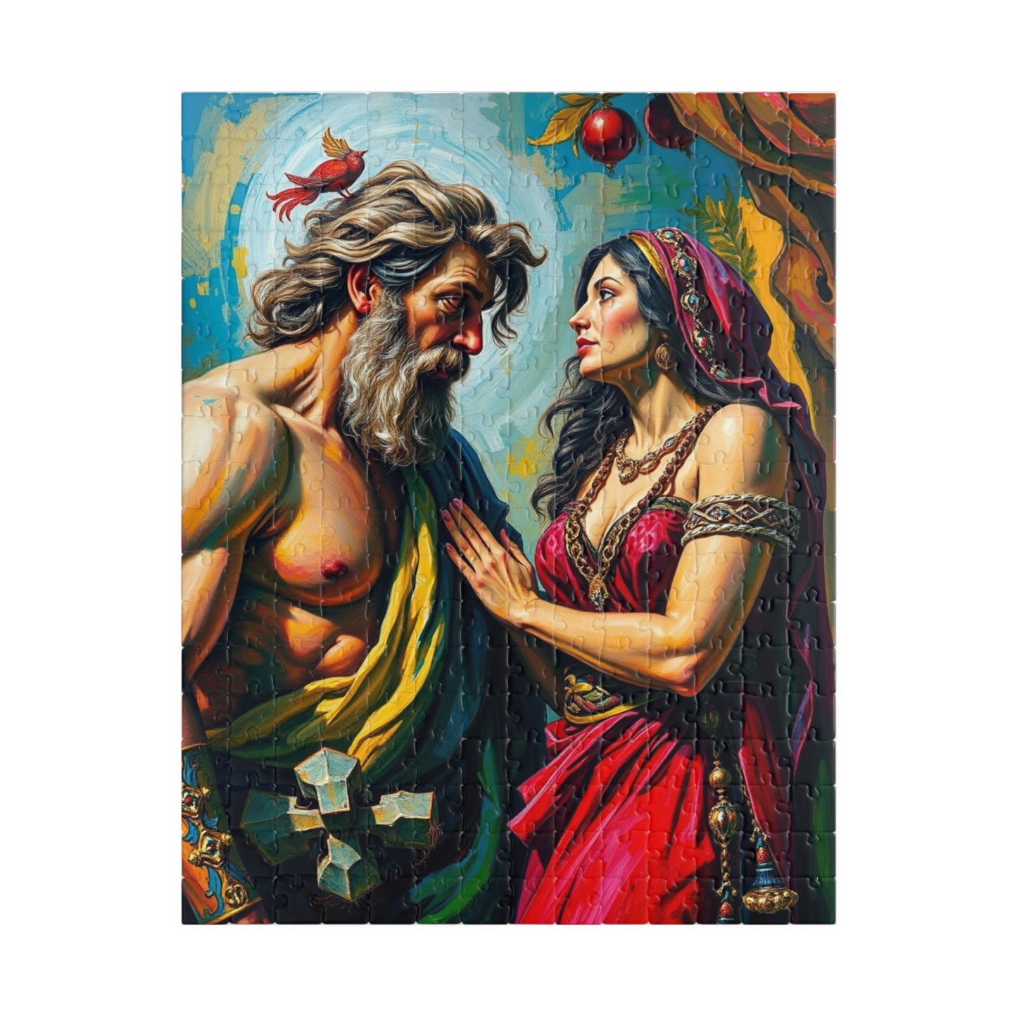 Biblical Puzzle, Samson and Delilah Jigsaw Game, Faith-Based Puzzle for Adults, Religious Gift, Family Game Night, Stress Reliever, Unique 252 pcs (Vertical) Puzzle The Puzzle Chest