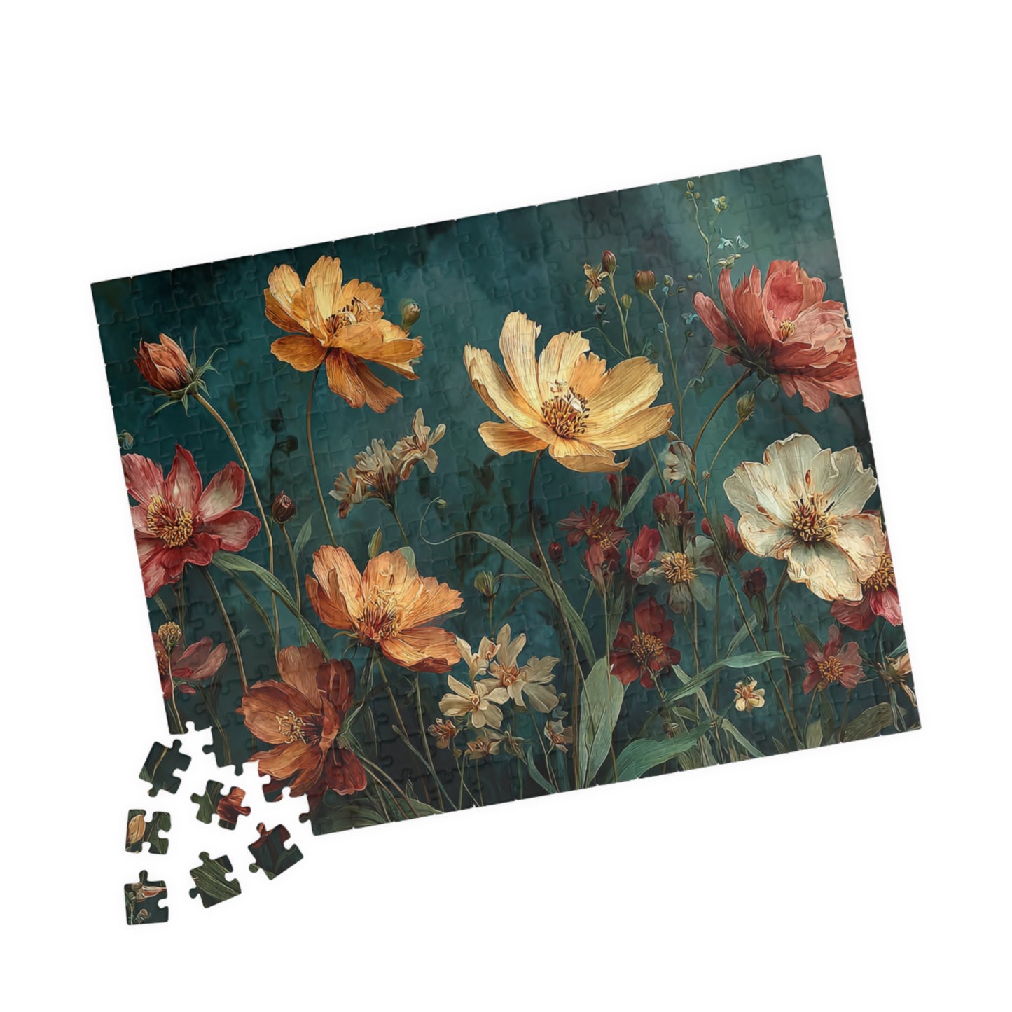 Autumn Wildflower Jigsaw Puzzle - Tranquil Field of Flowers, Nature Inspired Floral Art
