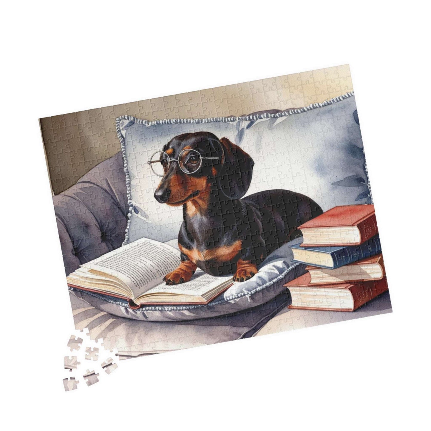 Dachshund Book Lover Puzzle - Cozy Pet Puzzle for Dog Lovers, Family Game Night, Gift for Bookworms, Fun Indoor Activity, Relaxing Gift Puzzle The Puzzle Chest