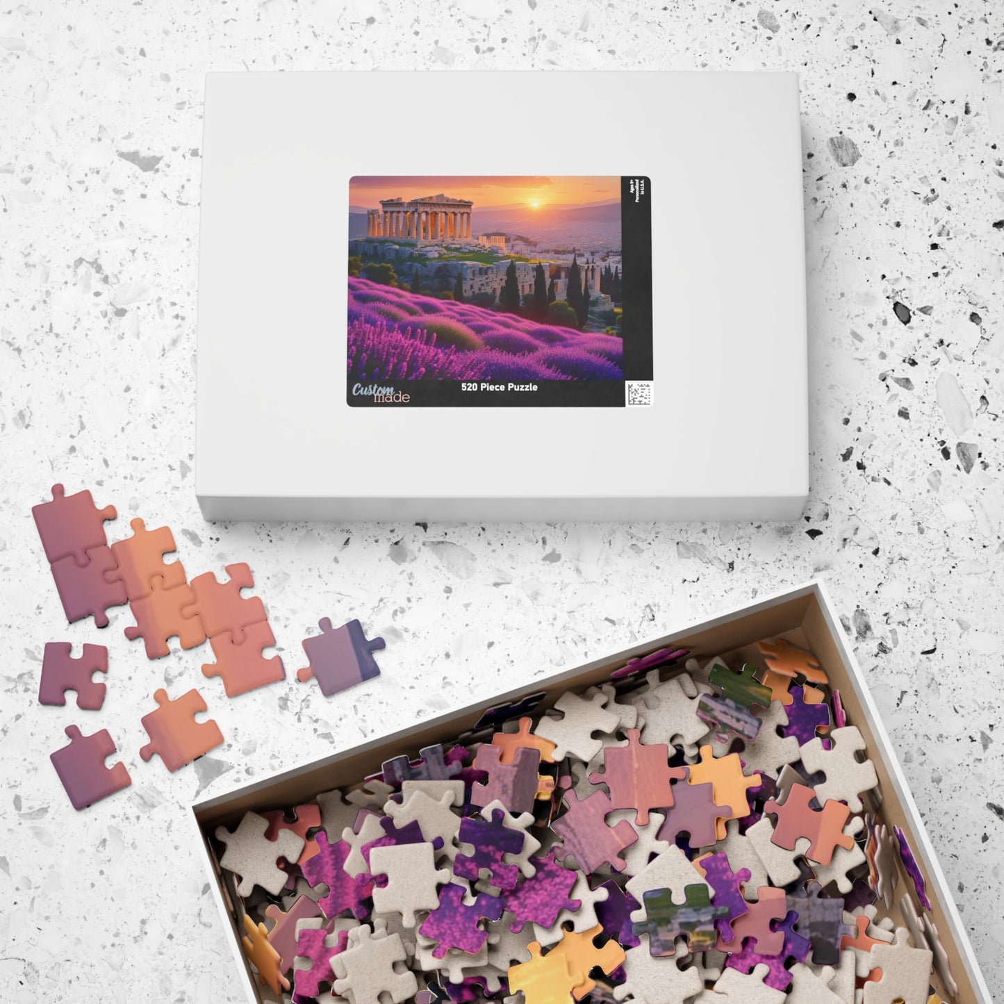 Ancient Acropolis Jigsaw Puzzle - Athens Overlooking Lavender Fields, 110 252 520 1014 Piece, Creative Activity for Adults Puzzle The Puzzle Chest