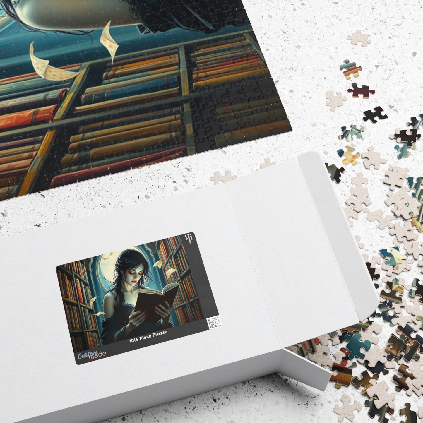 The Poet's Muse Jigsaw Puzzle, Spectral Woman Reading in Library, Gothic Puzzle, Dark Fantasy Puzzle, Mystical Book Lover Gift for Friend Puzzle The Puzzle Chest