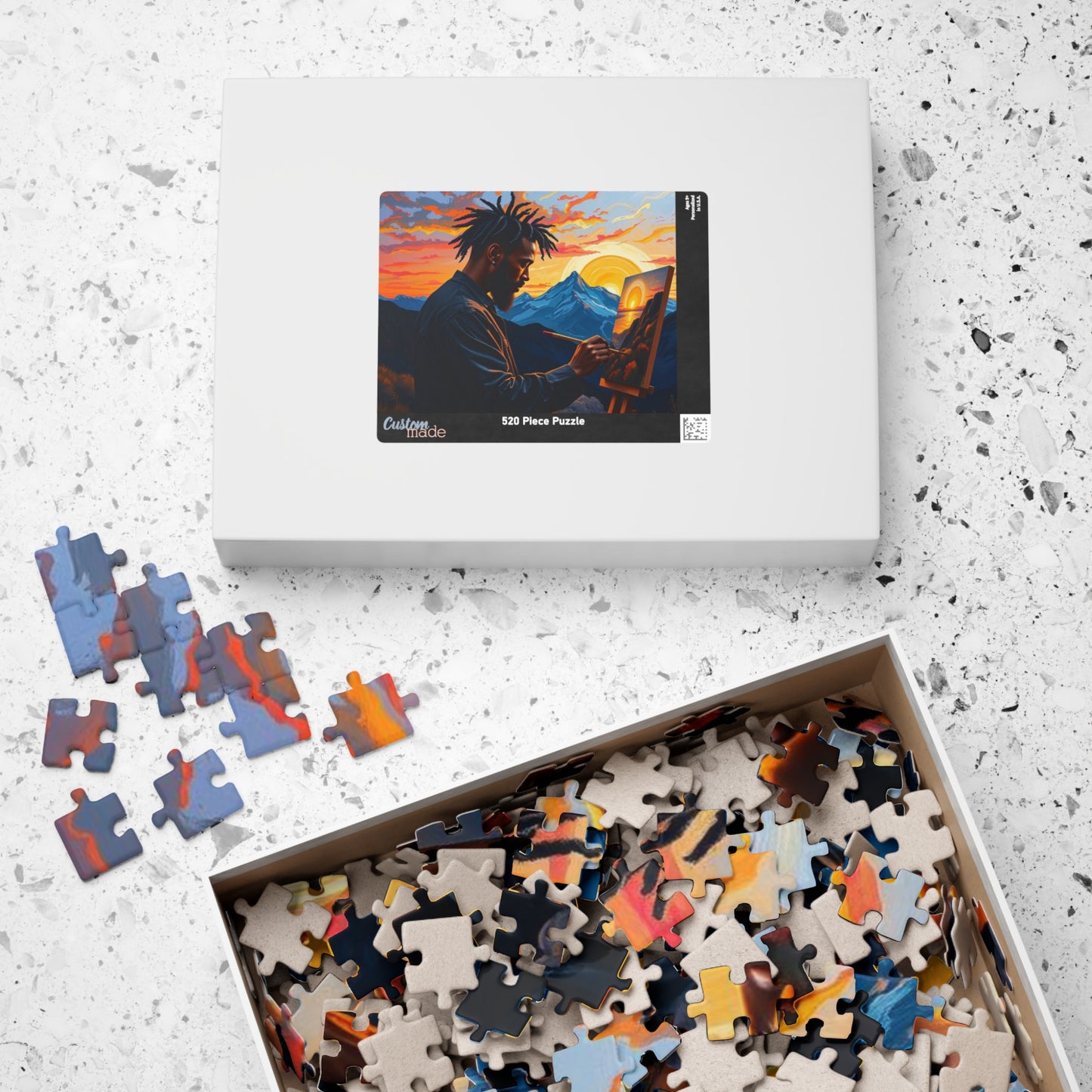 Black Man Painting Jigsaw Puzzle - Afrocentric Art 110, 252, 520, 1014 Pieces, African American Puzzle, Black Artwork Game Puzzle The Puzzle Chest