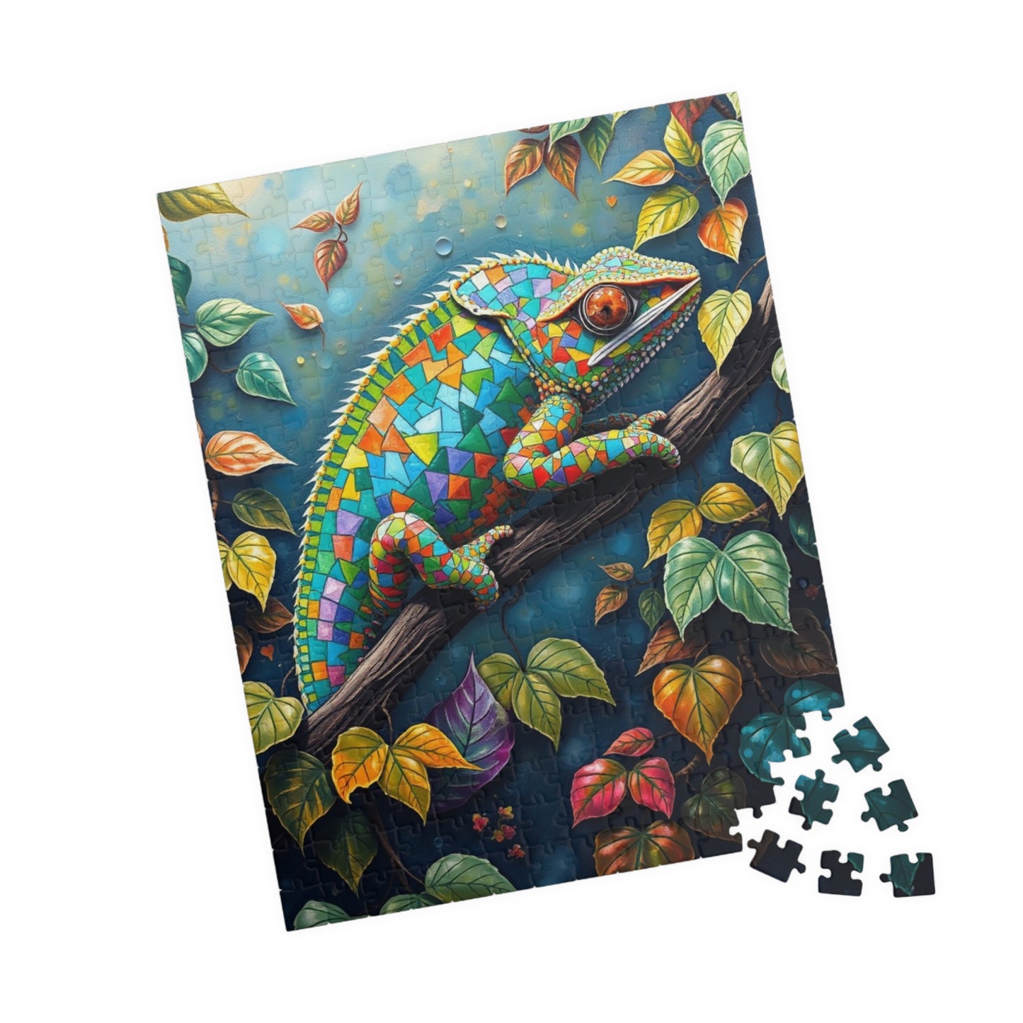 Jigsaw Puzzle, Mosaic Chameleon Camouflaged on Branch, Rich Leaves and Vines, Giftable Game for Adults, Fun Family Activity, Brain Teaser Puzzle The Puzzle Chest