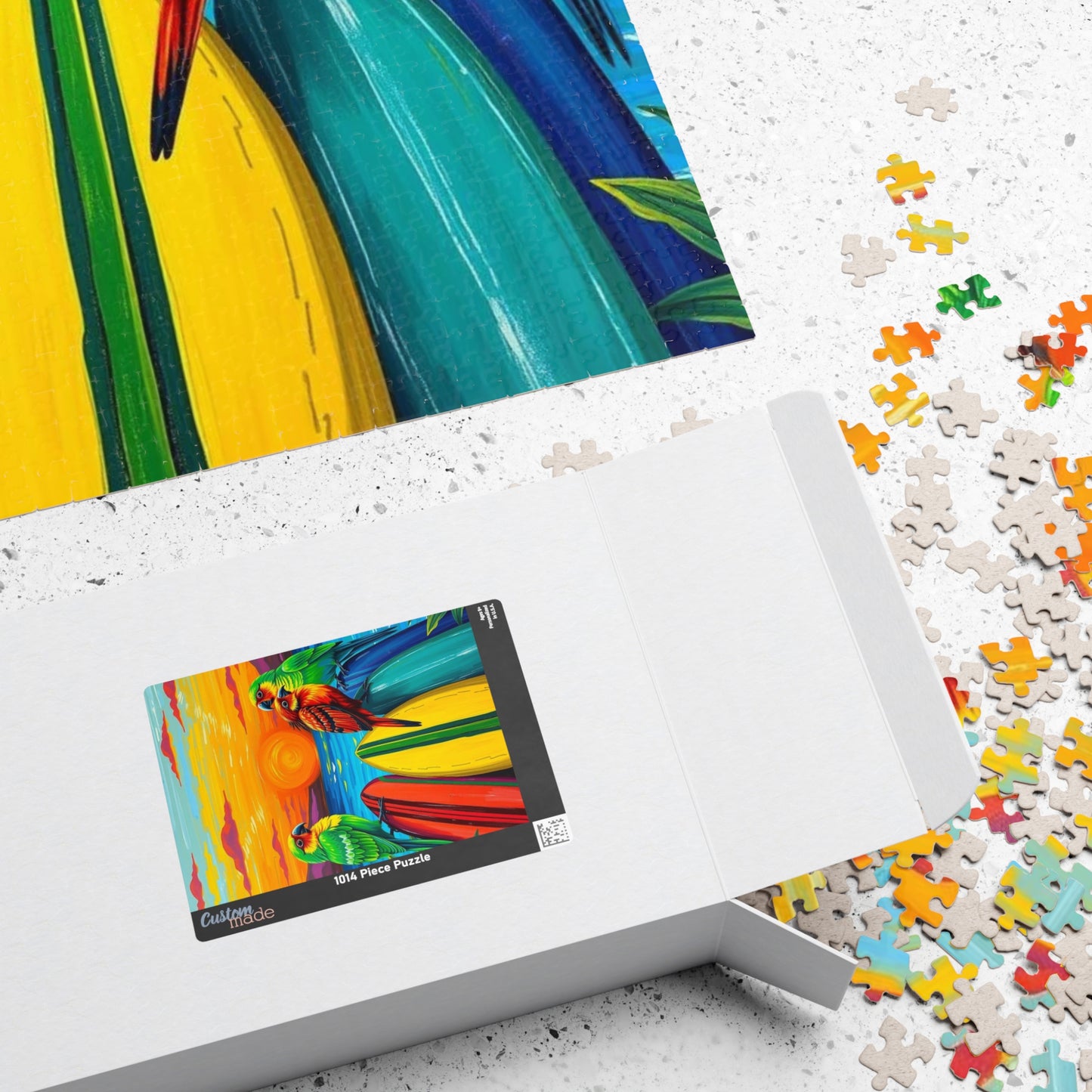 Colorful Surfing Parrots Puzzle, Vibrant Tropical Art Puzzle, Fun Family Activity, Best Gift for Nature Enthusiast, Bird Lover, Birdwatcher Puzzle The Puzzle Chest