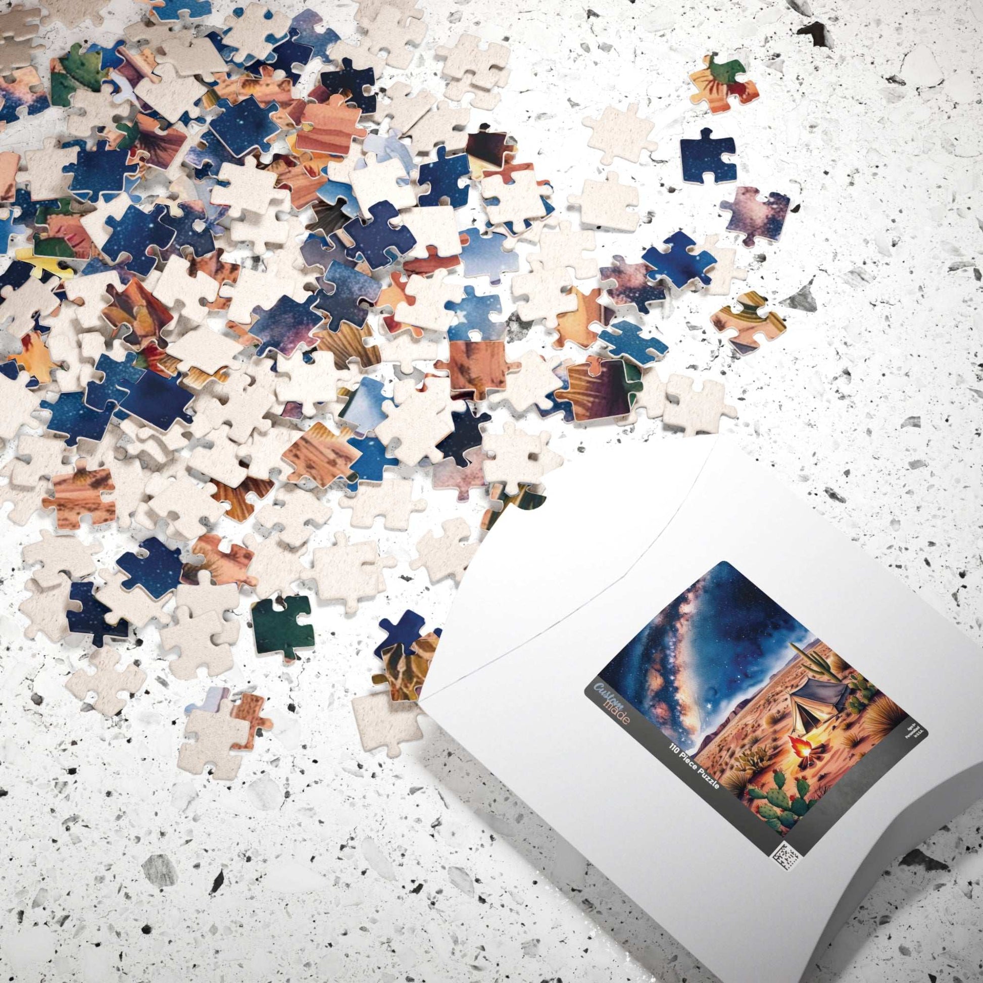 Vast Desert Landscape Jigsaw Puzzle, Milky Way Campfire, and Tent Under the Stars, Peaceful Desert Night Scene Game for Adult Puzzle Lover Puzzle The Puzzle Chest