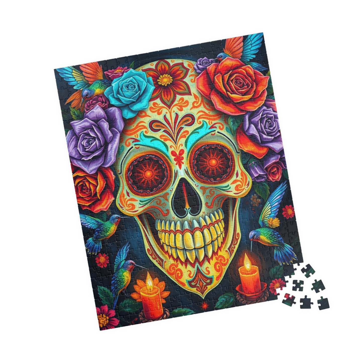 Colorful Skull Artwork Puzzle - Day of the Dead, Fun Family or Solo Activity, Unique Gift Idea for Puzzle Lovers Art Fans, Brain Teaser Puzzle The Puzzle Chest