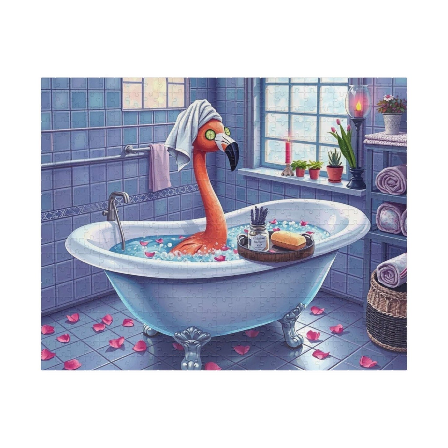 Flamingo in Bubble Bath - Fun and Whimsical Spa Puzzle, Unique Gift for Friends, Perfect for Family Fun, Birthday, or Spa Day Gathering