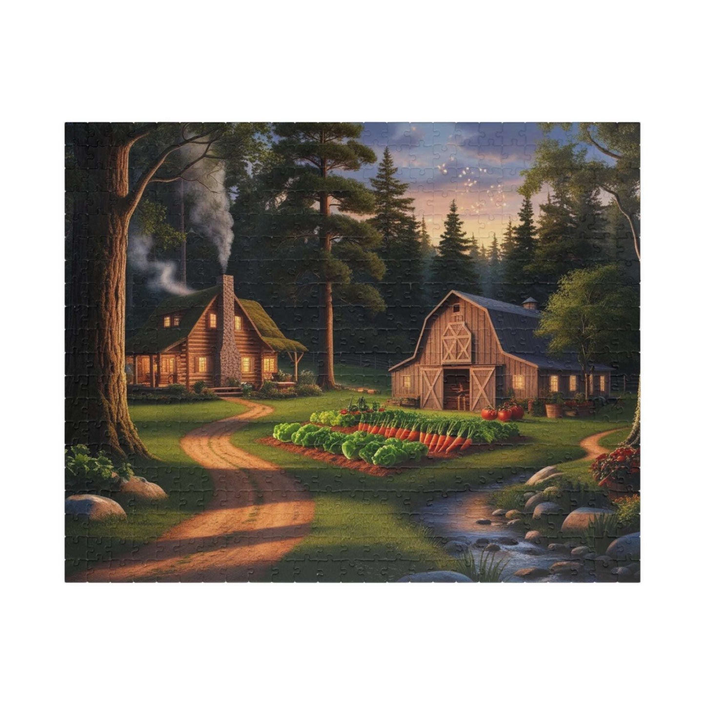 Secluded Farmstead Puzzle, Cozy Cabin Landscape Jigsaw Game, Outdoor Vibes, Solo Fun, Gift for Game Night, 110-1014 Piece, Family Activity 520 pcs (Horizontal) Puzzle The Puzzle Chest