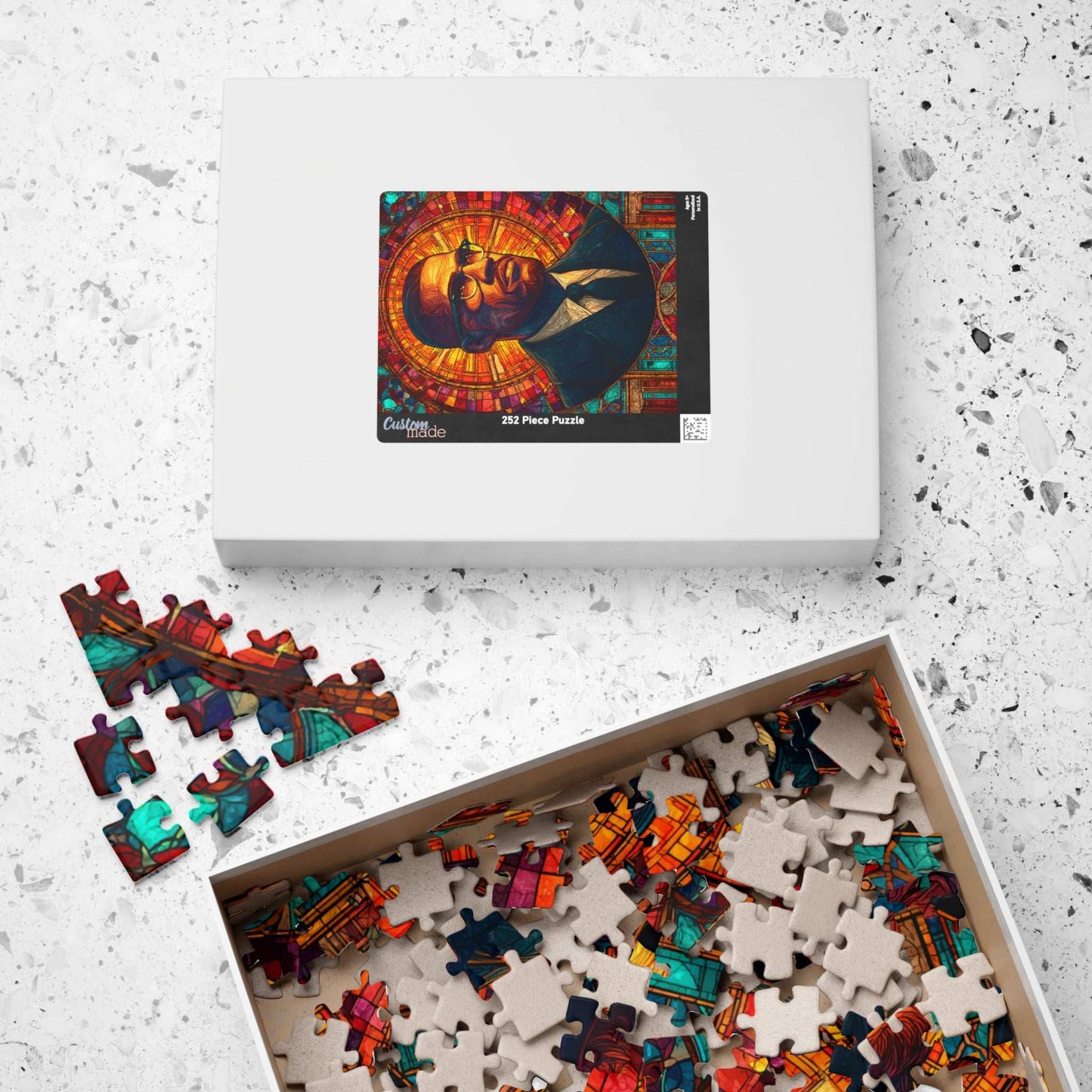 Afrocentric Malcolm X Puzzle – Stained Glass Black History Jigsaw, Civil Rights Movement Educational Gift for Adults & Teens Puzzle The Puzzle Chest