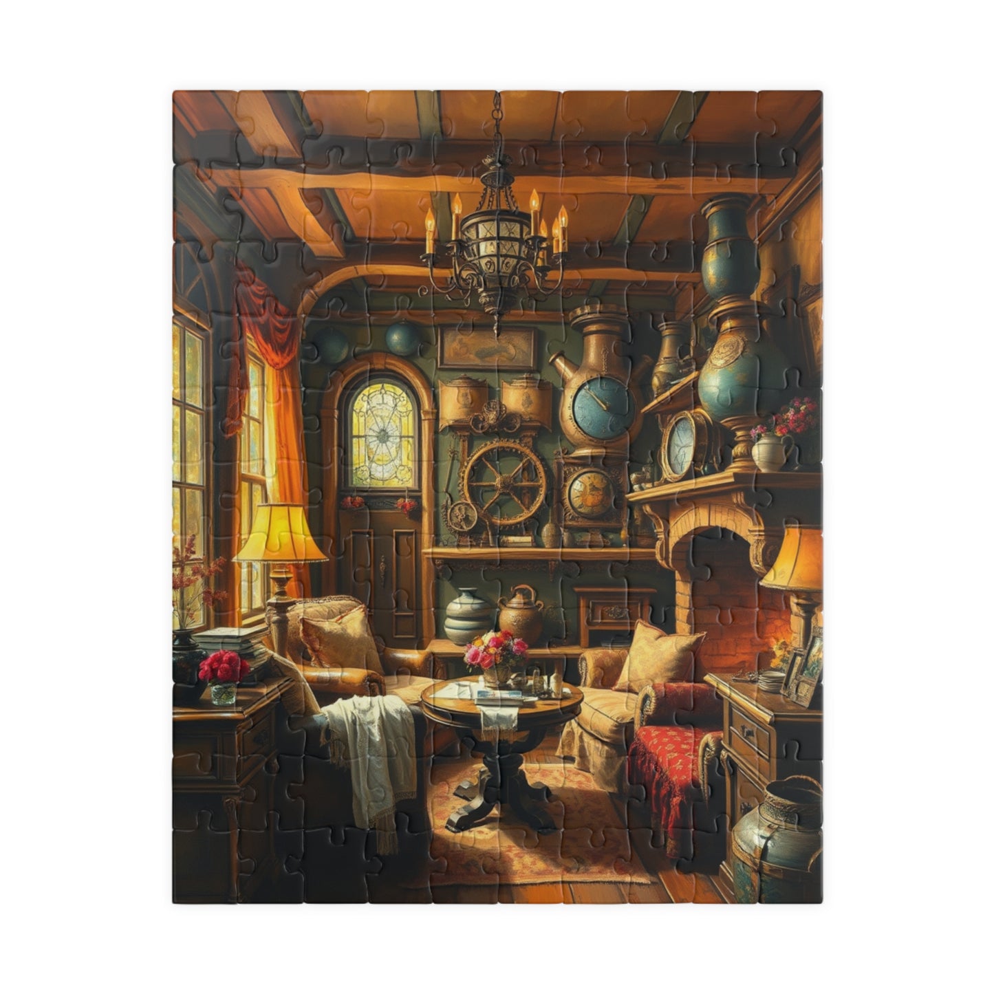 Steampunk Cozy Home Puzzle - 110, 252, 520, 1014-piece, Relaxing Game, Home Decor, Family Activity, Gift for Puzzle Lovers 110 pcs (Vertical) Puzzle The Puzzle Chest