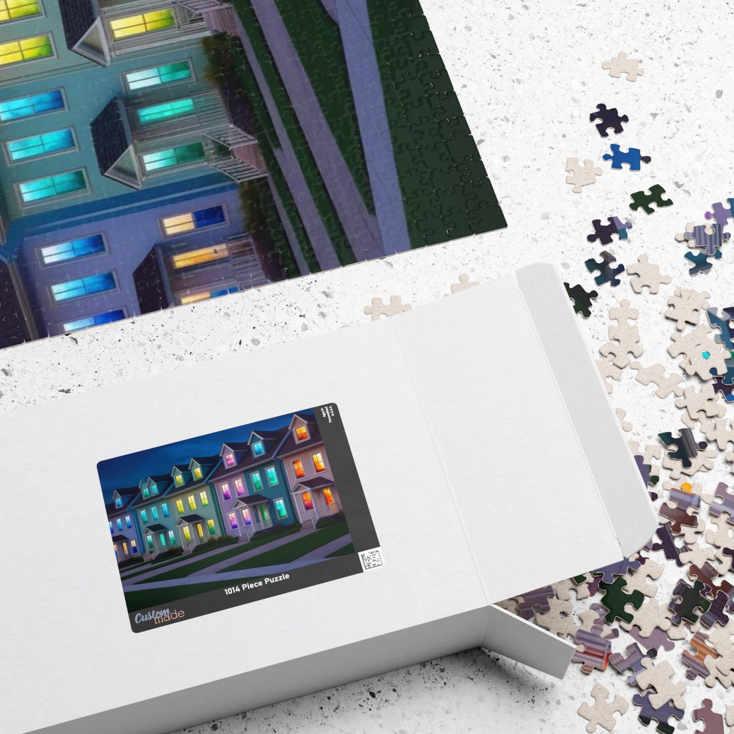 Jigsaw Puzzle, Fantasy Weirdcore Surreal Suburban Neighborhood with Glowing Windows, 110 252 520 1014-piece, Home Decor Game Activity Gift, Puzzle The Puzzle Chest