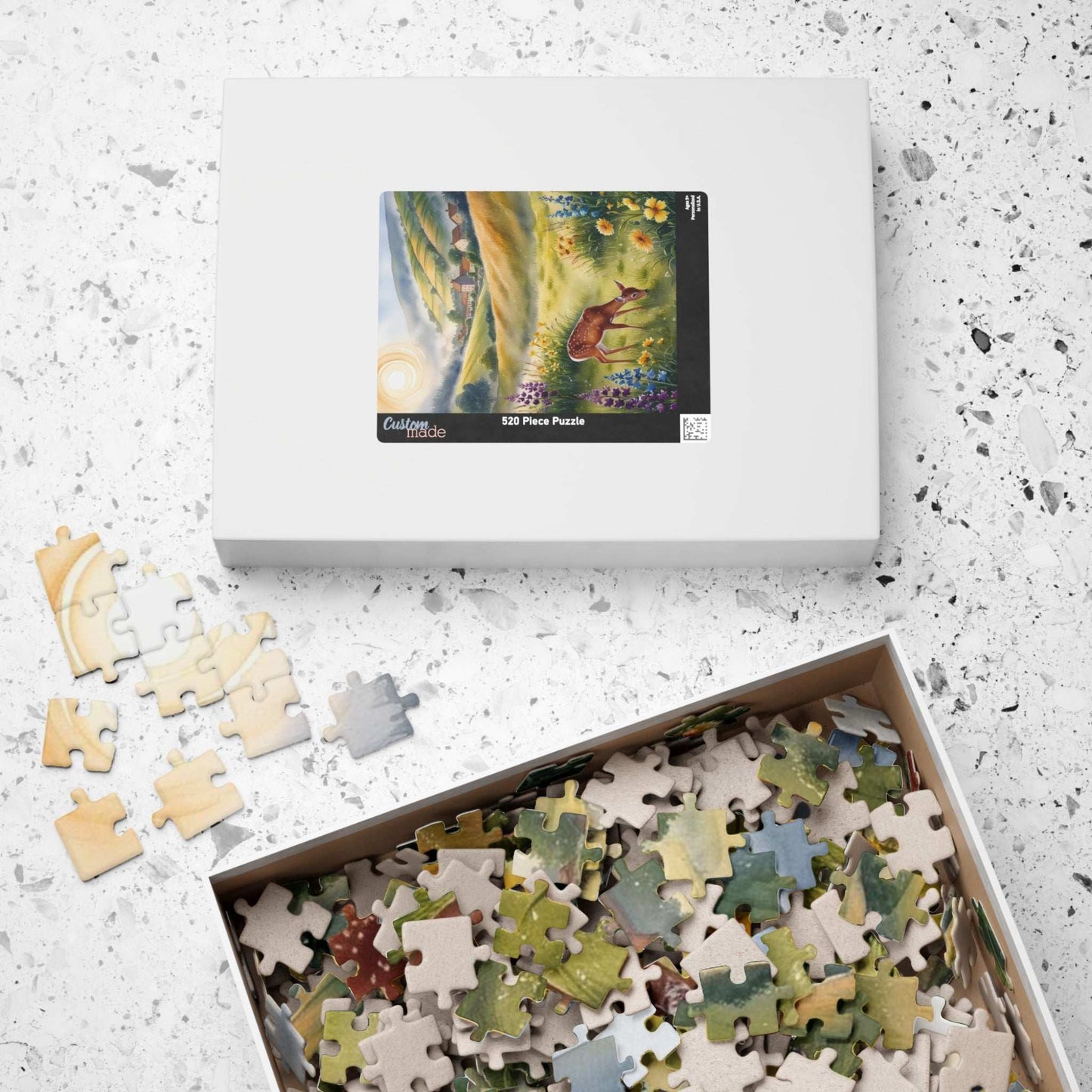 Serene Landscape Puzzle, Deer Grazing in Wildflower Field Jigsaw Game, Gift for Nature Lover, Family Night Mindfulness Activity Brain Teaser Puzzle The Puzzle Chest