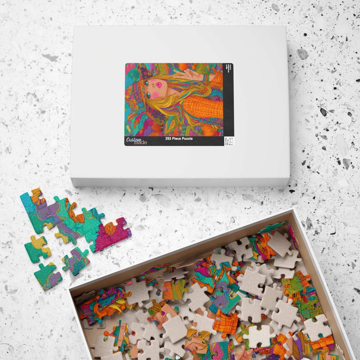 Retro Psychedelic Cowgirl Jigsaw Puzzle - Autumn Themed Cartoon Illustration, Artsy Gifts, Recreational Activities, Cozy Nights, Family Time Puzzle The Puzzle Chest