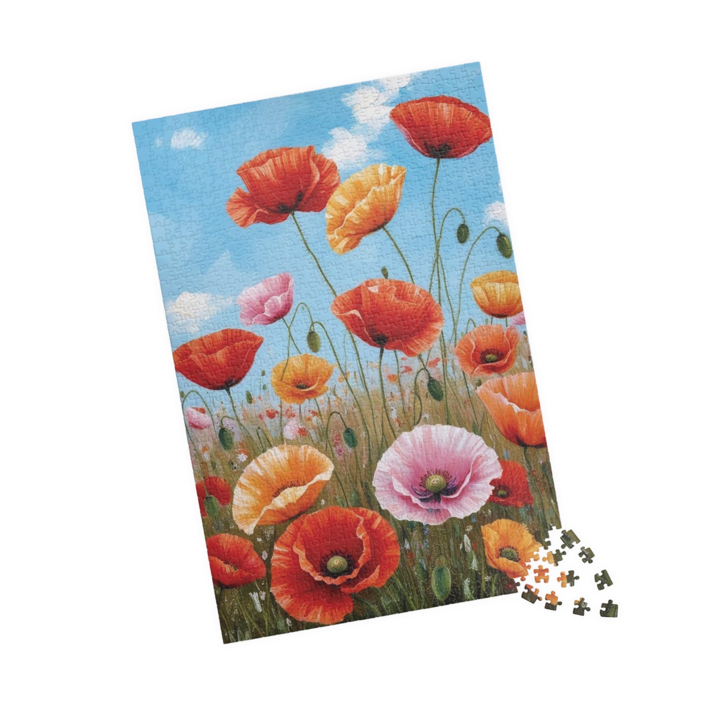 Blooming Poppies Puzzle, Close Up View, Colorful Floral Meadow Scene, Nature-Inspired Jigsaw Game, Unique Gift Art Enthusiast, Puzzle Lover Puzzle The Puzzle Chest