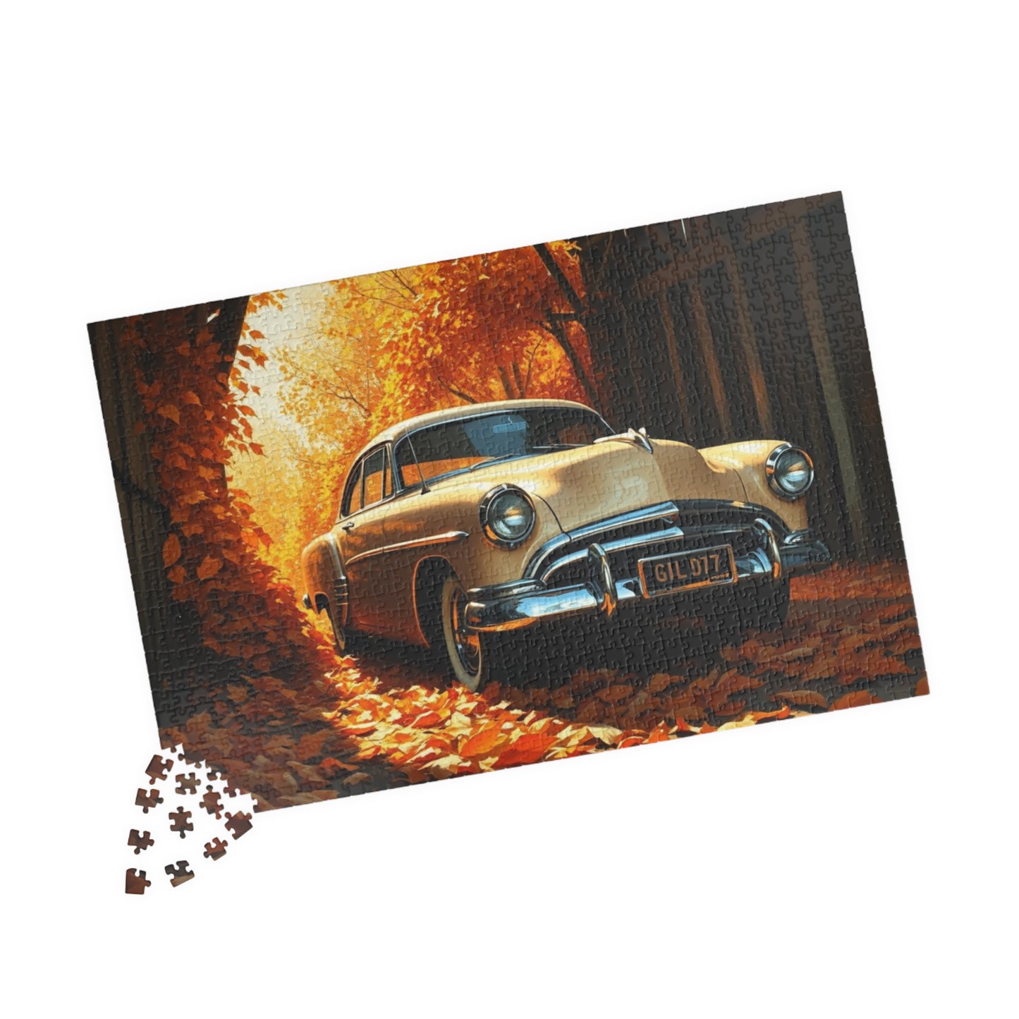 Vintage Car Autumn Puzzle - Classic 1953 Kaiser Manhattan | Retro Auto Jigsaw Game | Gift for Car Lovers, Family Night Leisure Activity Puzzle The Puzzle Chest