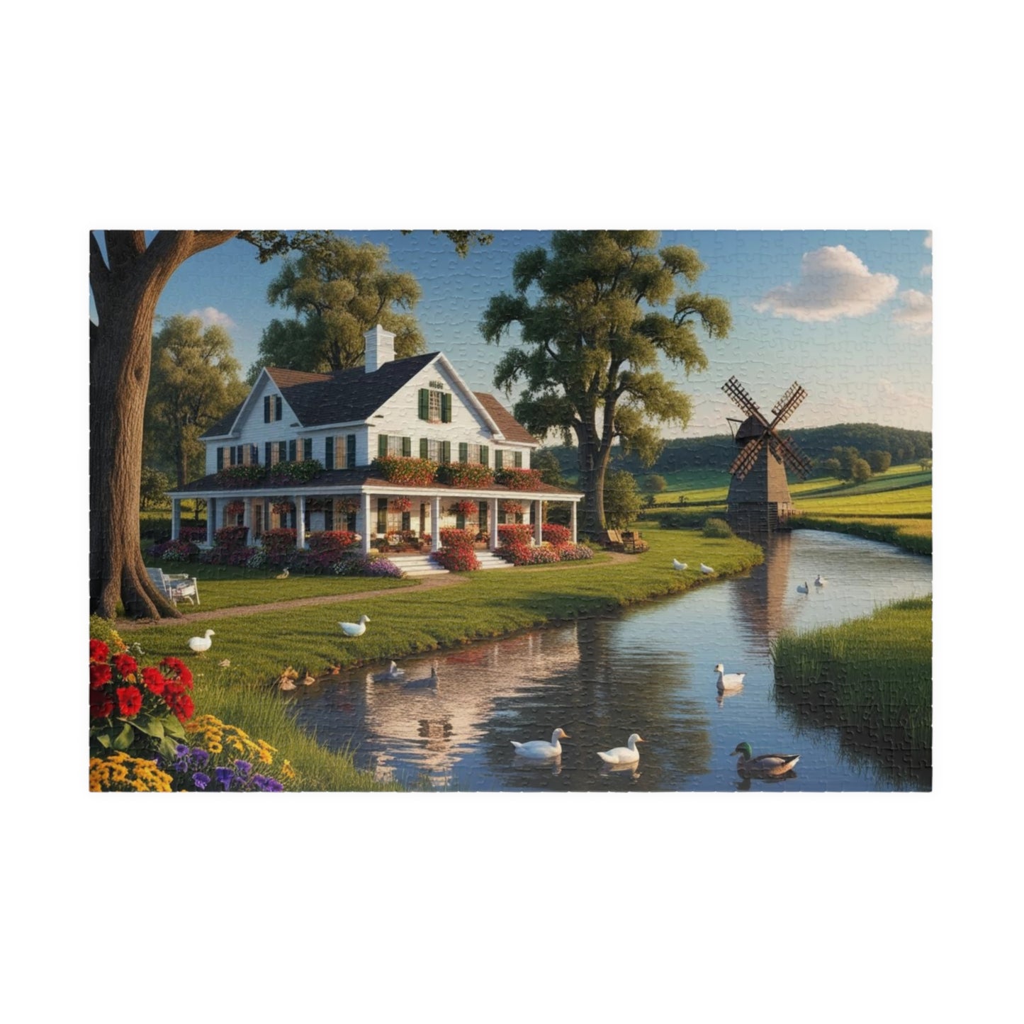 Quiet Farmstead Landscape Puzzle, Charming Summer Countryside Jigsaw Game for Family and Friends, Gift for Holidays 1014 pcs (Horizontal) Puzzle The Puzzle Chest