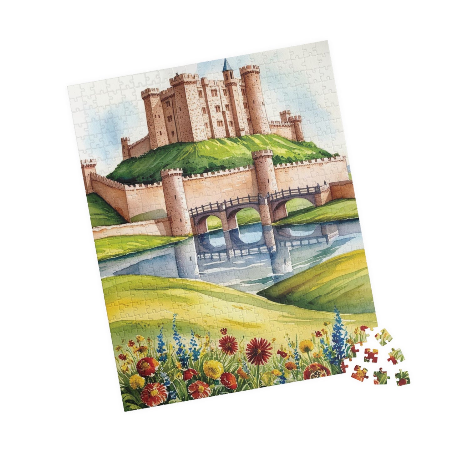 Enchanted Castle Landscape Jigsaw Puzzle, Rolling Hills and Fairytale Fortress, Ideal Gift for Medieval Art Enthusiast, Staycation Activity Puzzle The Puzzle Chest