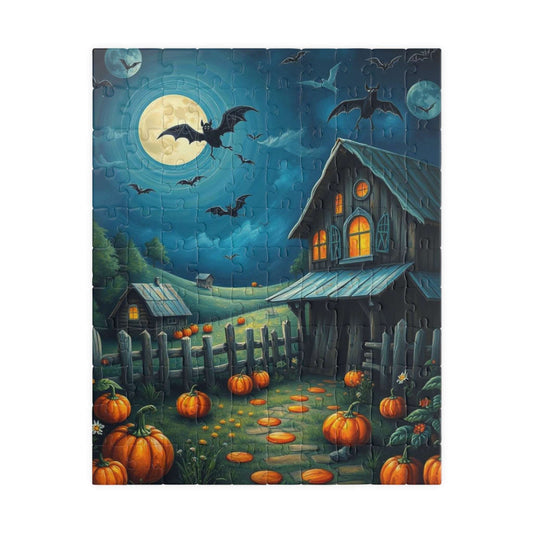Moonlight Barn Halloween Puzzle, Spooky Night Scene 110 252 520-Piece Jigsaw Perfect Birthday Gift for Puzzle Lover, Fall Decor, Family Fun 110 pcs (Vertical) Puzzle The Puzzle Chest
