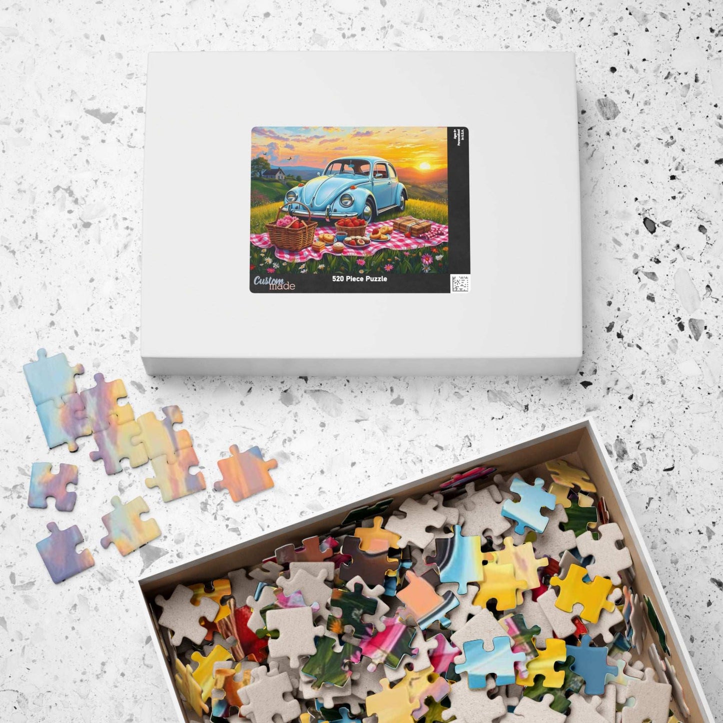 Vintage Picnic Puzzle, 110, 252, 520, 1014-piece Retro Auto Jigsaw Game for Nature Lover Gift, Family Fun, Solo Indoor Activity