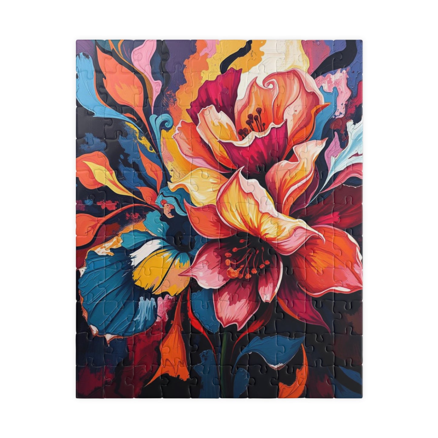 Abstract Floral Art Puzzle, Colorful Flower Jigsaw, Home Entertainment Mindful Activity, Gift for Family, Art Lover, Game Nights 110 pcs (Vertical) Puzzle The Puzzle Chest