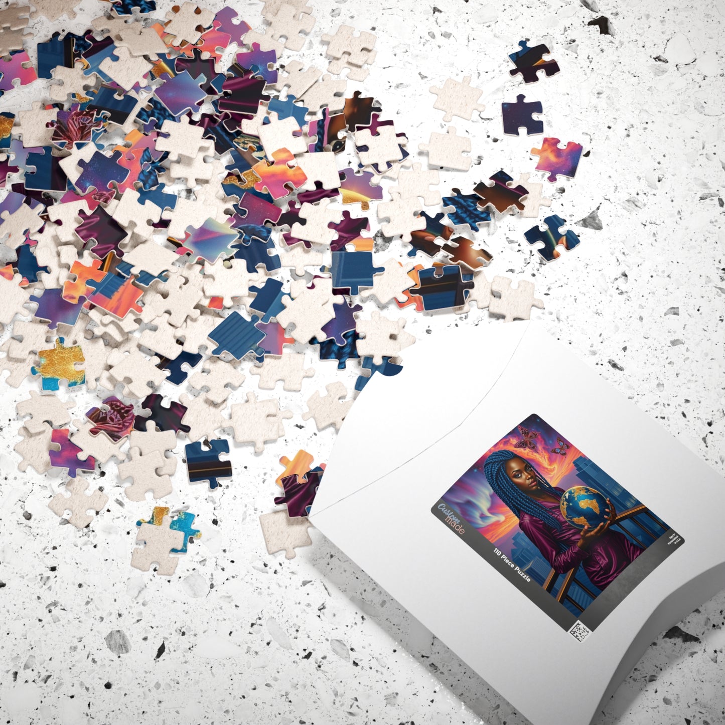 Futuristic Afrocentric Jigsaw Puzzle, Black Woman Holding Globe, Unique Motivational Puzzle Lover Gift, Family Activity, Mindfulness Fun Puzzle The Puzzle Chest