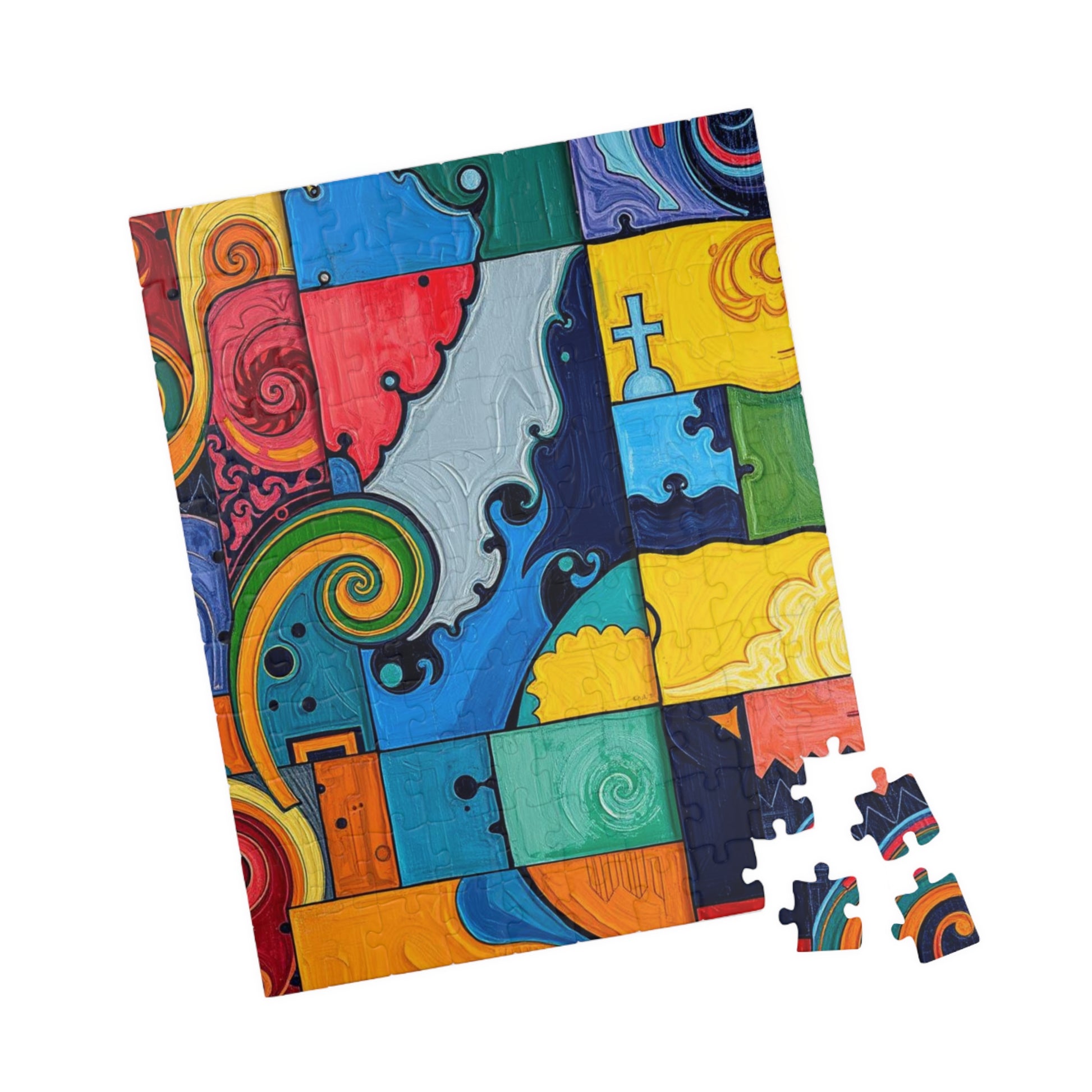 Colorful Abstract Puzzle for Family Fun - Modern Art Geometric Shapes Puzzle The Puzzle Chest