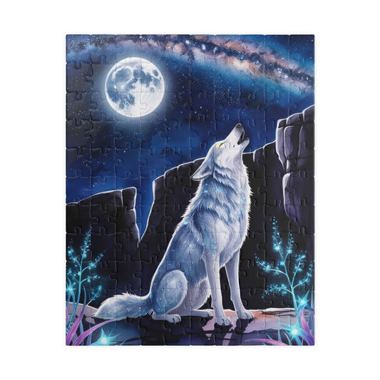 Mythical Jigsaw Puzzle - Wolf Howling at the Moon, 110/252/520/1014 Piece Animal Fun Family Tabletop Game, Best Unique Gift, Puzzle Lover 110 pcs (Vertical) Puzzle The Puzzle Chest