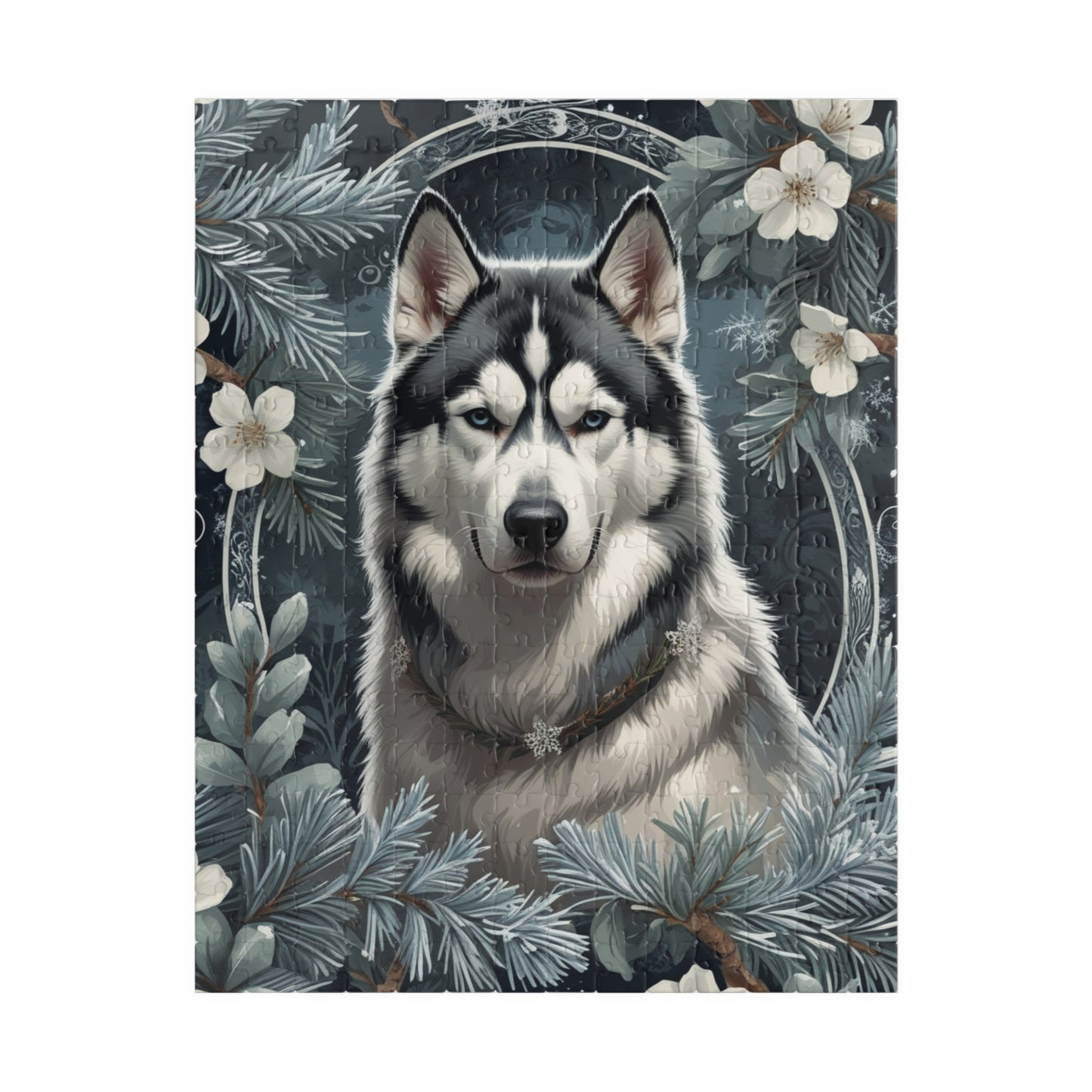 Siberia Husky Vintage Jigsaw Puzzle, Winter Nature-Inspired Dog Theme Puzzle Gift for Art Lover Dog Enthusiast Hobbyist, Fun Family Friendly