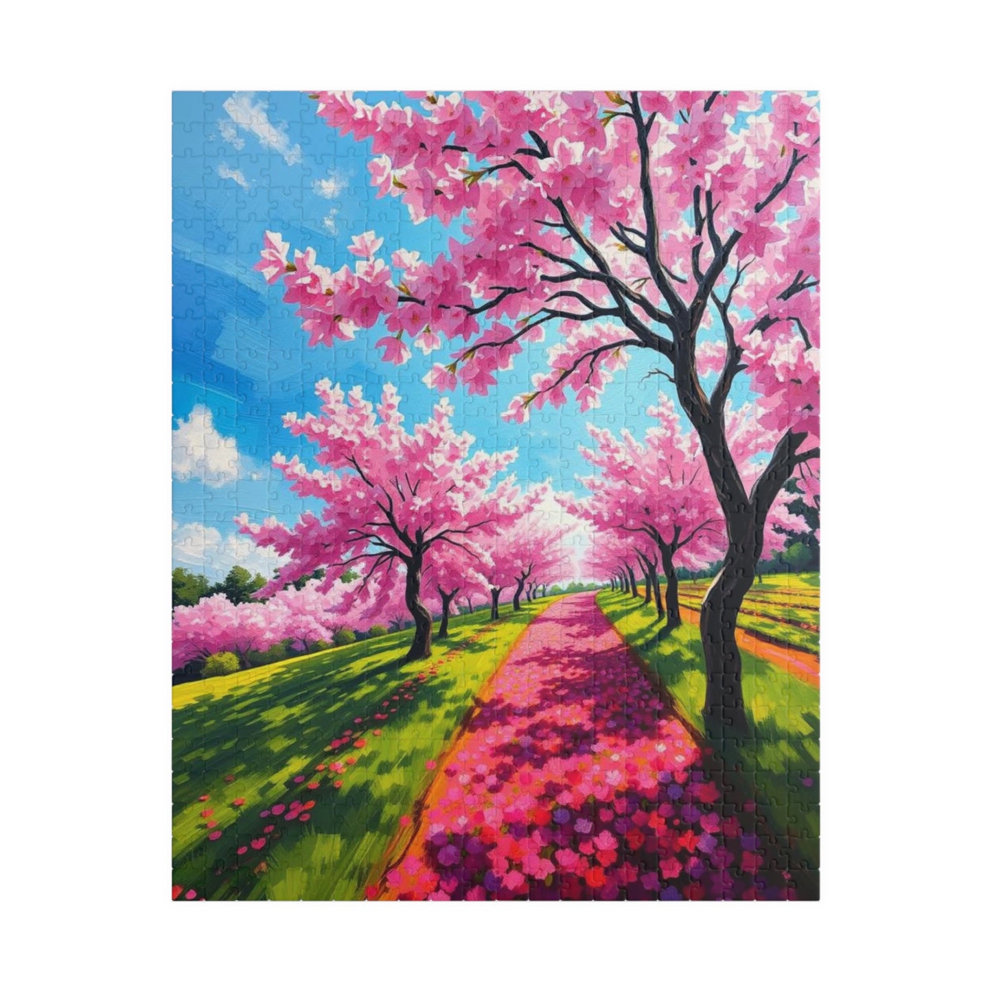 Cherry Blossom Landscape Puzzle, Beautiful 110-1014 Piece Jigsaw Puzzle, Perfect for Family Game Night, Birthday Gift Idea, Spring Decor 520 pcs (Vertical) Puzzle The Puzzle Chest