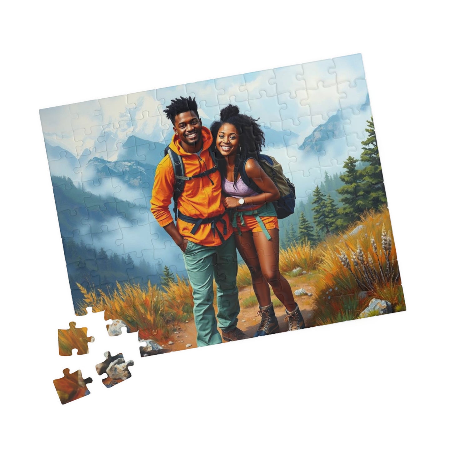 Black Couple Hiking Adventure Puzzle - Nature Lovers Delight Jigsaw, Family Game Night Fun, Afrocentric Gift for Friends, Outdoor Enthusiasts Puzzle The Puzzle Chest