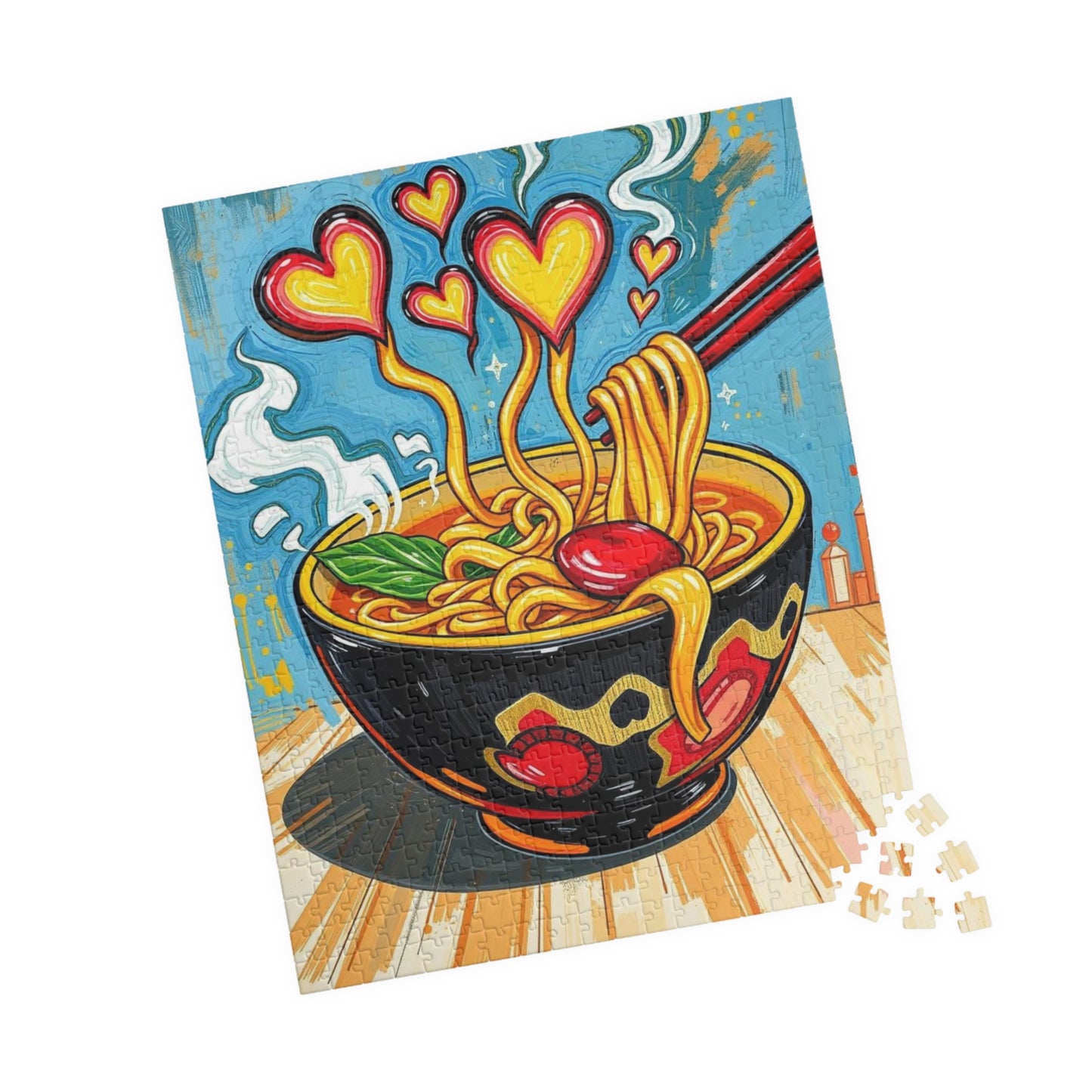 Heartfelt Noodle Puzzle, 110-1014 Piece Pop Art Jigsaw Puzzle for Fun Family Game, Cozy Night In, Unique Gift Idea for Holiday Birthday Puzzle The Puzzle Chest