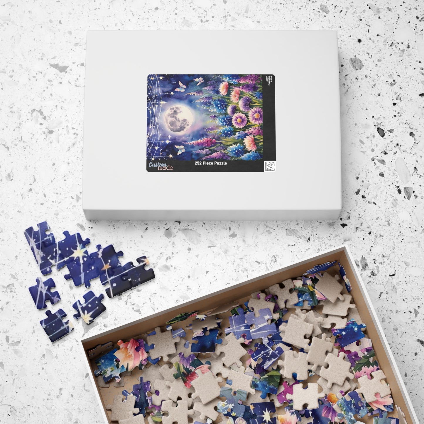 Wildflower Landscape Puzzle, Starry Night Jigsaw for Enthusiasts, Floral Puzzle Game for Nature Lovers, Mindfulness Activity Puzzle The Puzzle Chest