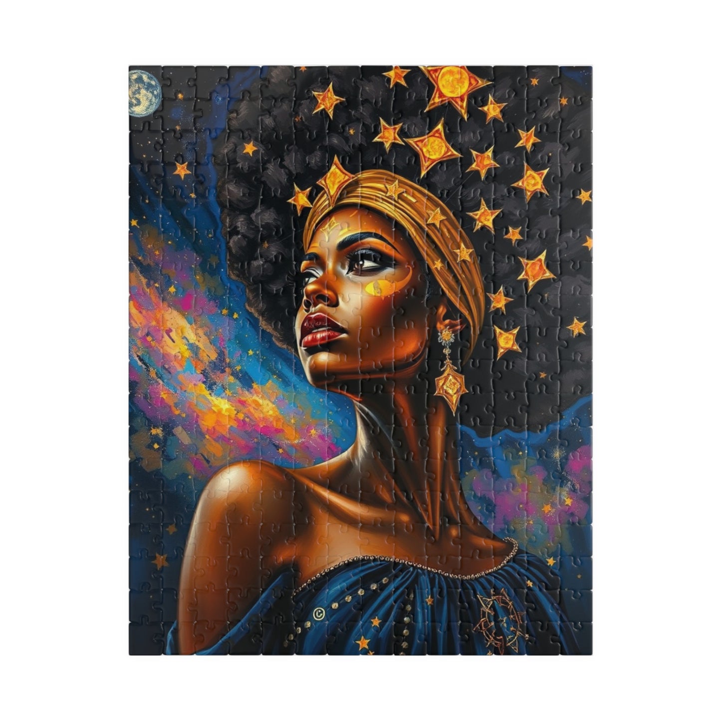 Regal Black Woman Puzzle, Afro Art Jigsaw Game for Adults and Teens, African American Puzzle Lover Gift, Family or Solo Home Entertainment 252 pcs (Vertical) Puzzle The Puzzle Chest