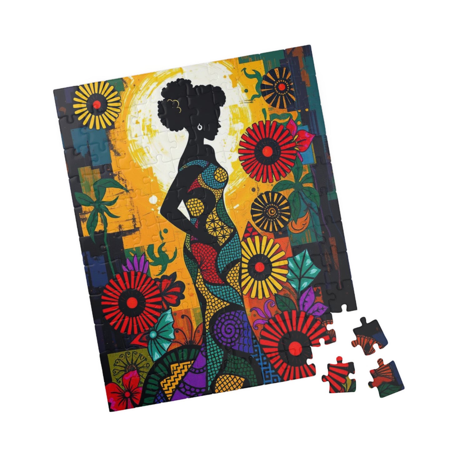 Colorful Lady Silhouette Puzzle - Black Art Inspired Jigsaw Game, Unique Afrocentric Gift for Friends, Family Game Nights, Mental Exercise Puzzle The Puzzle Chest
