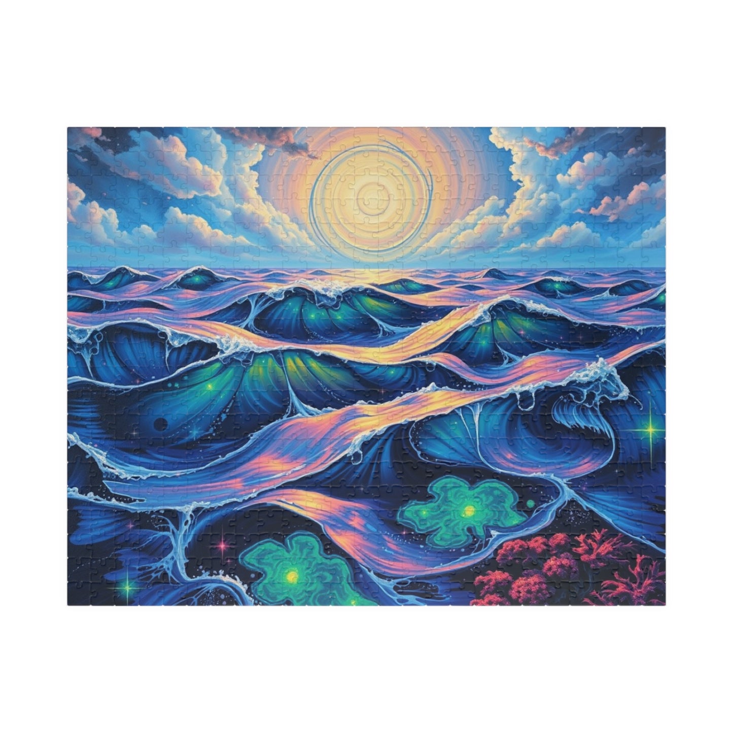 Colorful Ocean Waves Jigsaw Puzzle, Beautiful Art Puzzle for Adults, Family Game Night or Solo Fun, Best Unique Holiday Puzzle Lover Gift 520 pcs (Horizontal) Puzzle The Puzzle Chest
