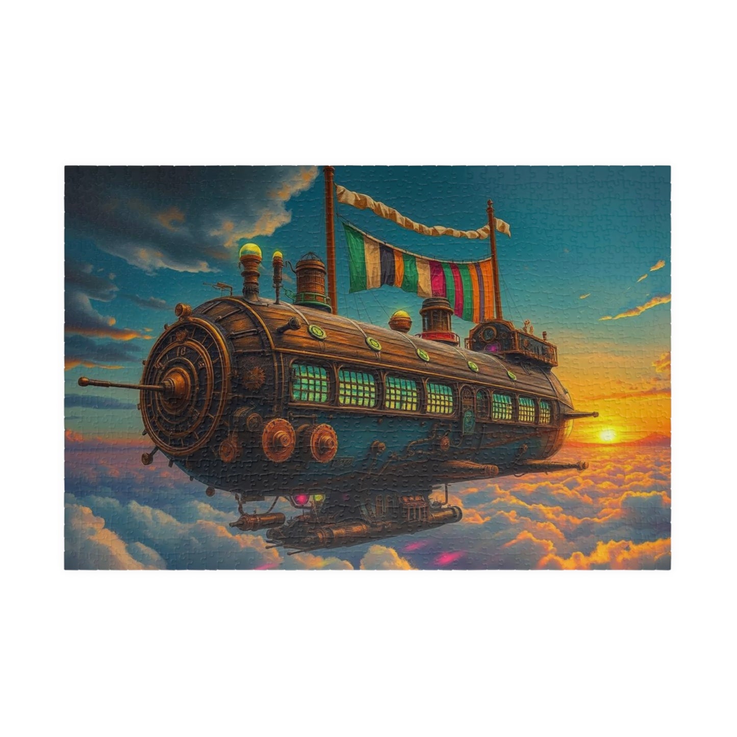 Steampunk Airship Puzzle | Fantasy Jigsaw for Adults and Kids, Home Entertainment, Best Gift for Friends, Family Puzzle Night Brain Teaser 1014 pcs (Horizontal) Puzzle The Puzzle Chest