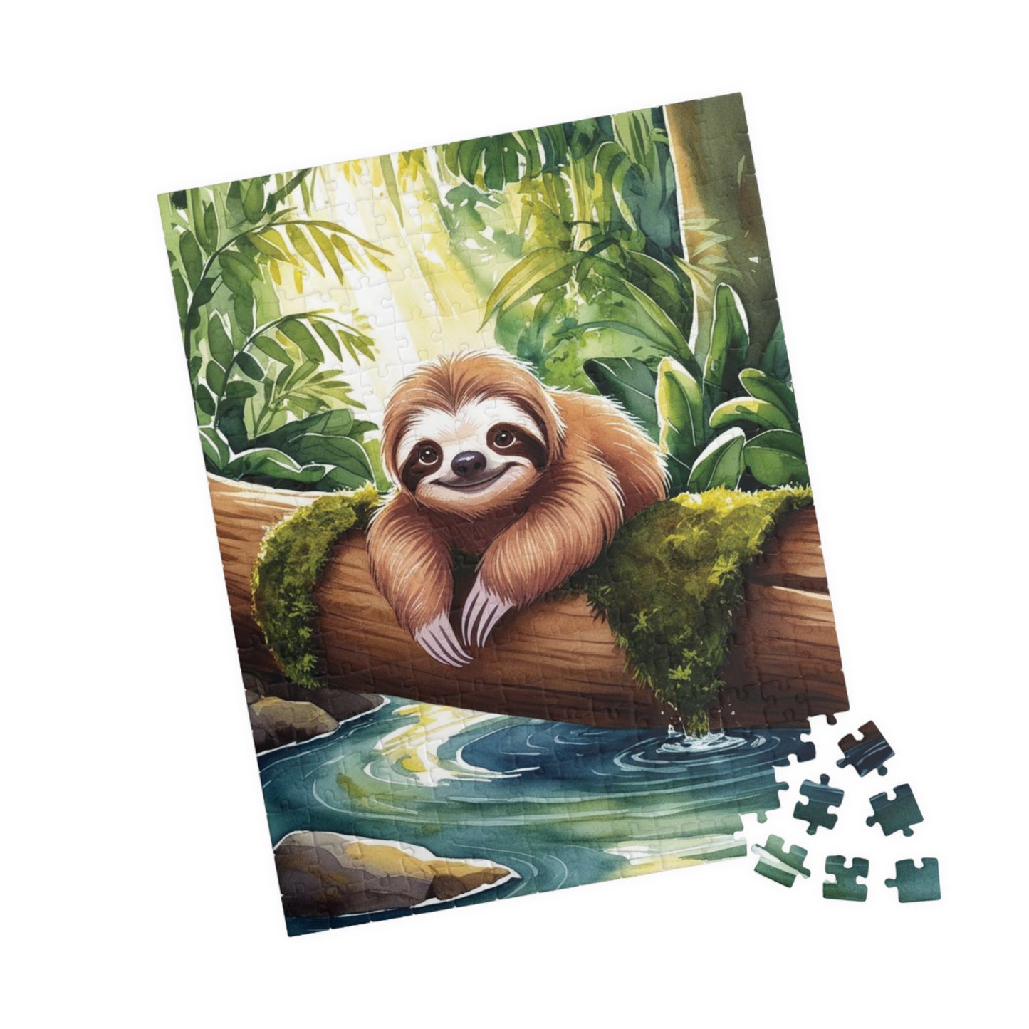 Jigsaw Puzzle, Relaxing Sloth Hanging Upside Down in Tropical Jungle, Puzzle for Nature Lovers, Rainforest Wildlife Game Night, Cute Puzzle The Puzzle Chest