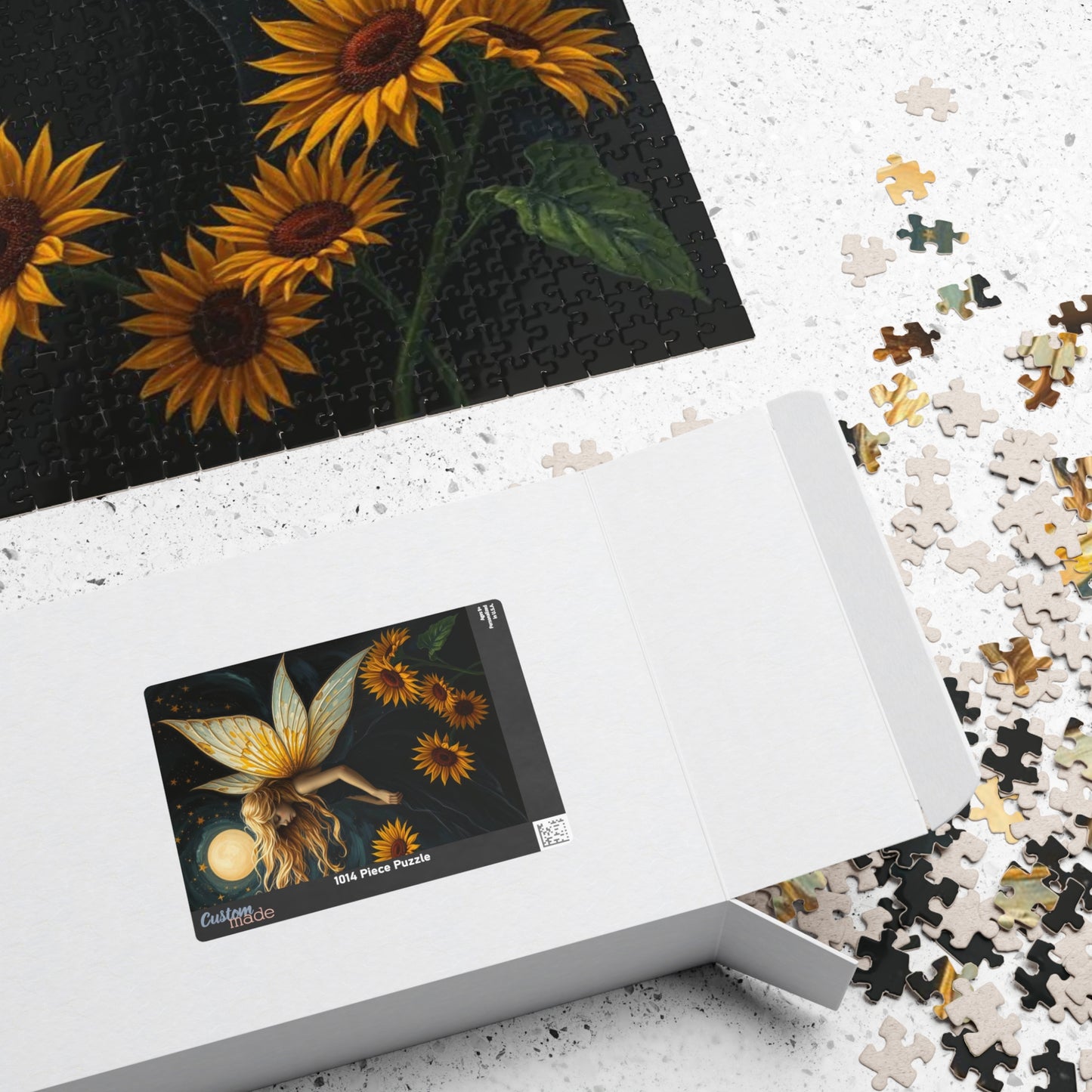 Moonlit Fairy in Sunflower Sky - Ethereal Fantasy Art Jigsaw Puzzle for Solo Fun, Unique Puzzle Lover Gift, Home Decor, Family Activity