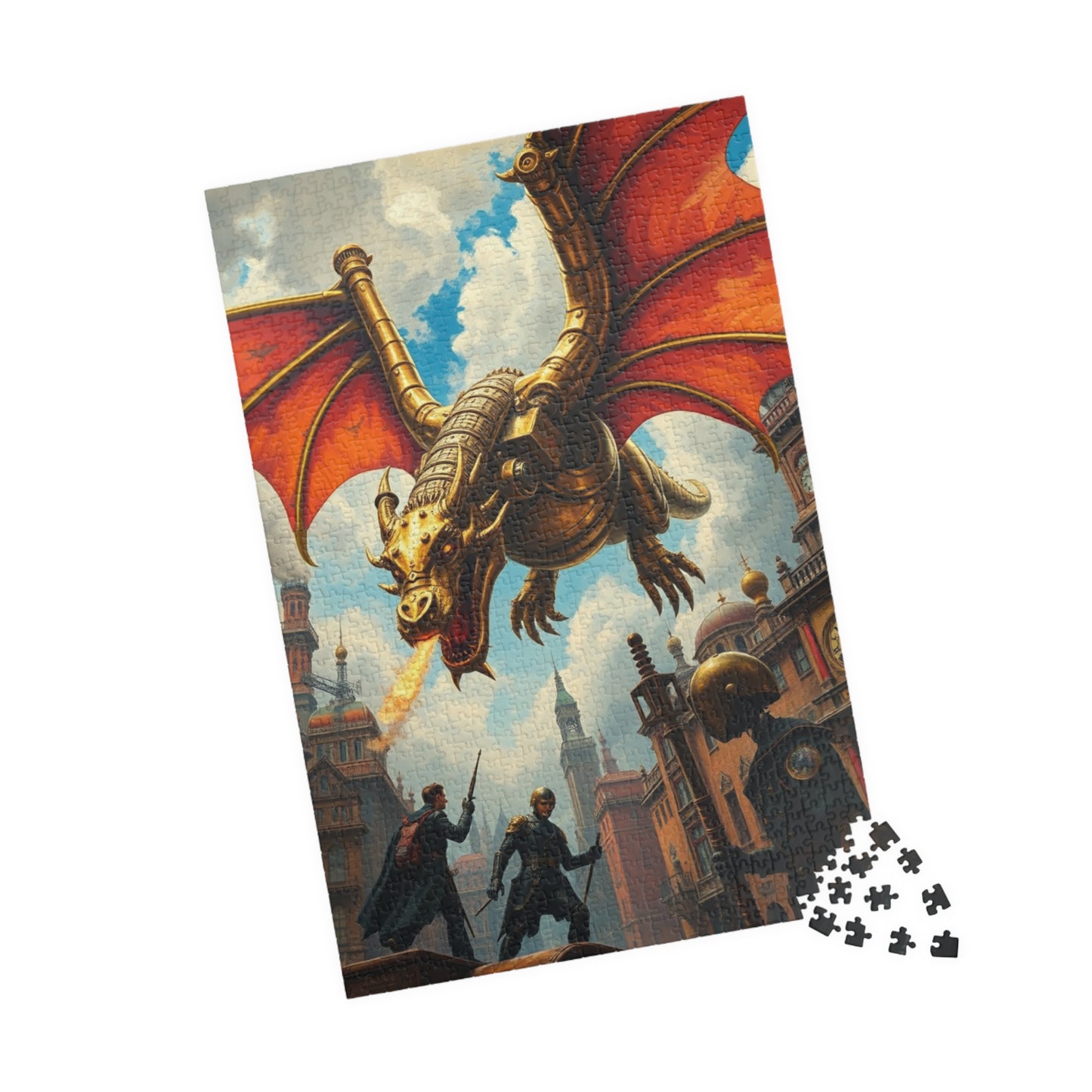 Steampunk Dragon Puzzle, Mechanical Jigsaw Game, Brass Plated Gears, Victorian Metropolis, Home Activity, Puzzle Lover Gift, Brain Teaser Puzzle The Puzzle Chest