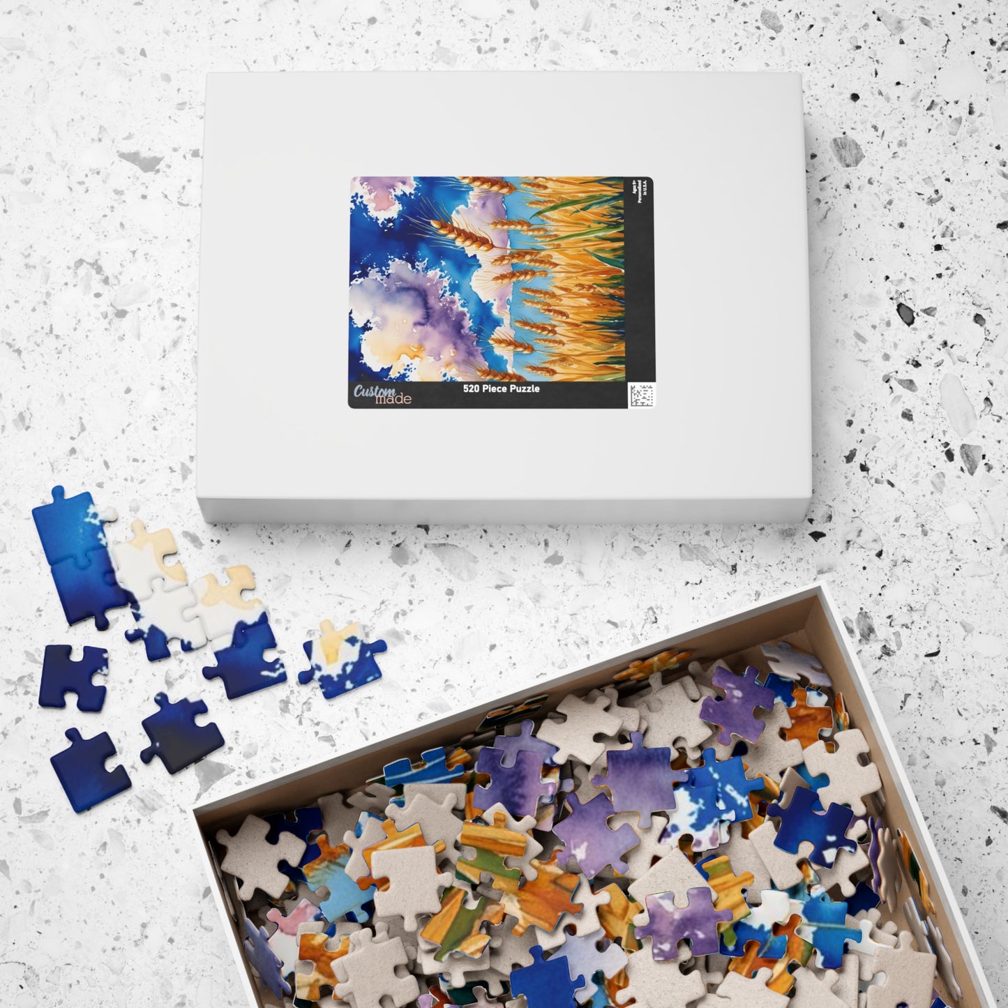 Wheat Field Jigsaw Puzzle with Golden Stalks and Blue Sky Puzzle The Puzzle Chest