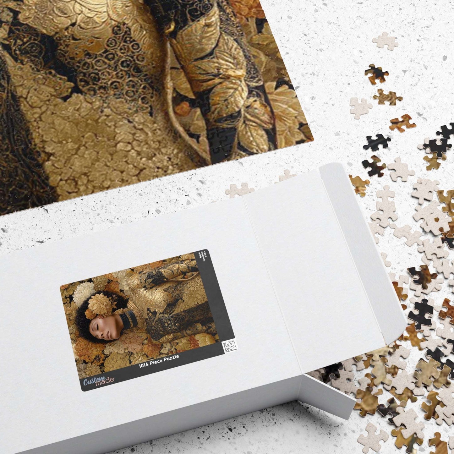 Melanin Majesty Afrocentric Art Jigsaw Puzzle - Black Woman Beauty with Natural Hair and Floral Patterns Puzzle The Puzzle Chest
