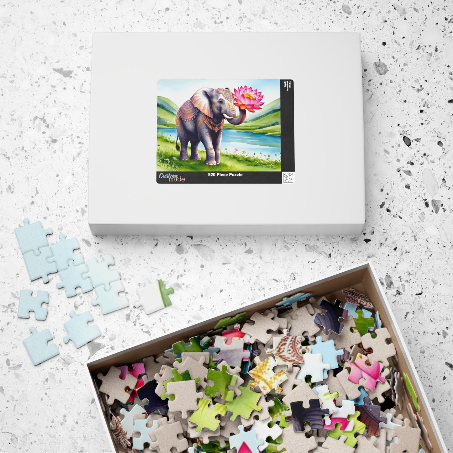 Elephant Lotus Flower Puzzle, Whimsical Animal Art Adult Puzzle Game, Meditation Friend Gift, Family Night Activity, Home Entertainment Puzzle The Puzzle Chest