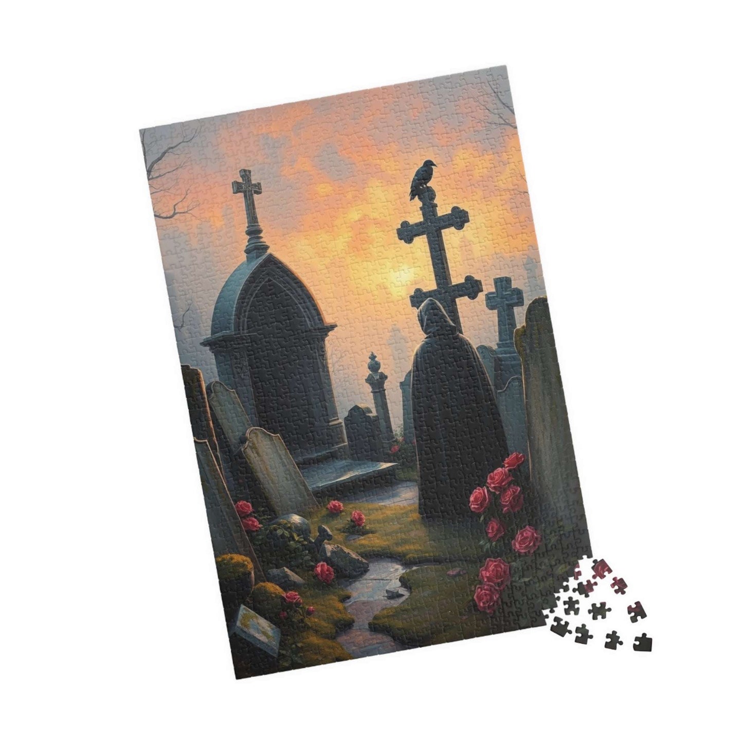 Gothic Graveyard Jigsaw Puzzle, Eerie Dawn Cemetery Scene, Halloween Game Toy, Challenging Quiet Pastime Brain Teaser, Family Activity, Gift Puzzle The Puzzle Chest