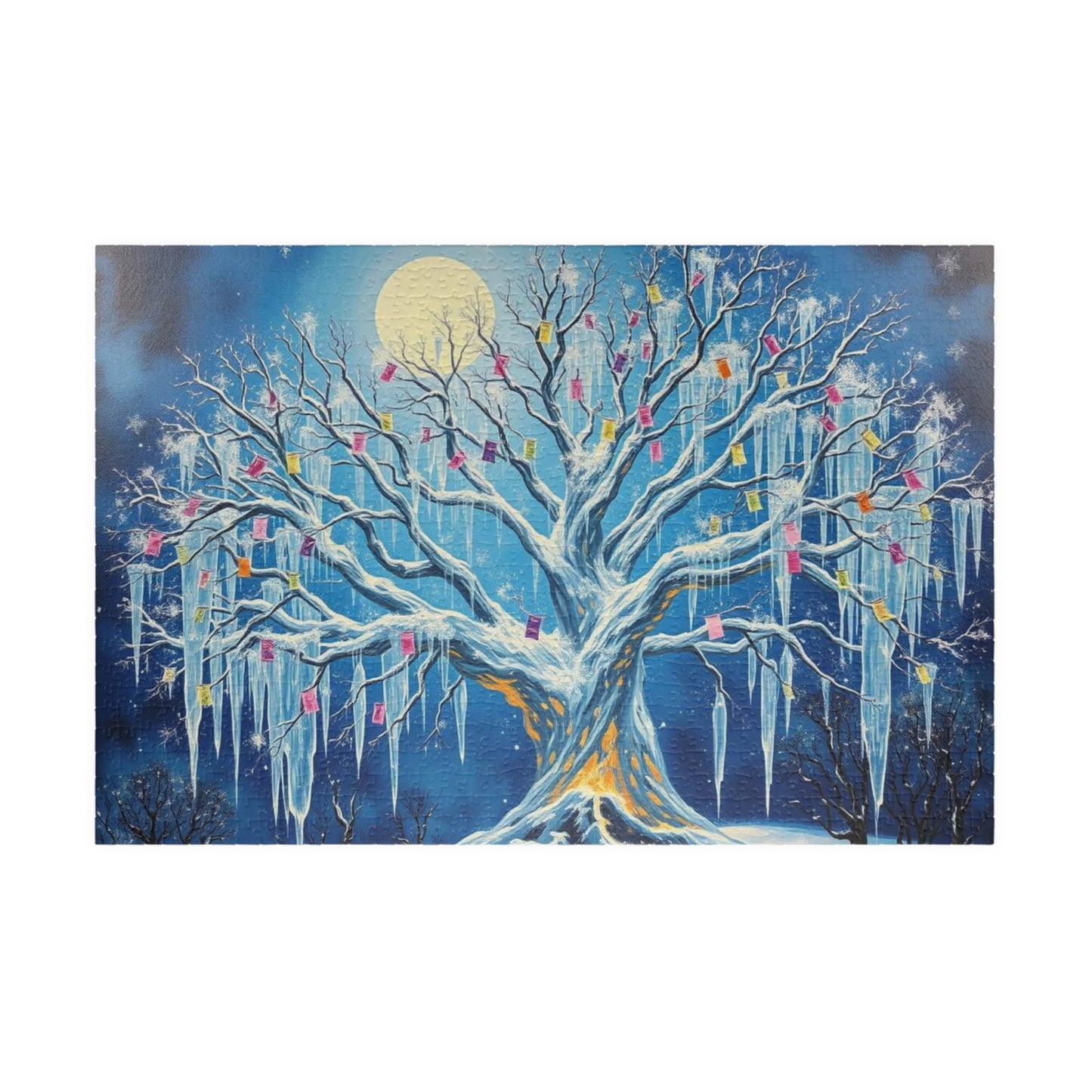 Winter Tree of Wishes Jigsaw Puzzle, 110-1014 Piece Holiday Gift for Friend, Family Activity, Christmas Winter Scene Cozy Home Entertainment