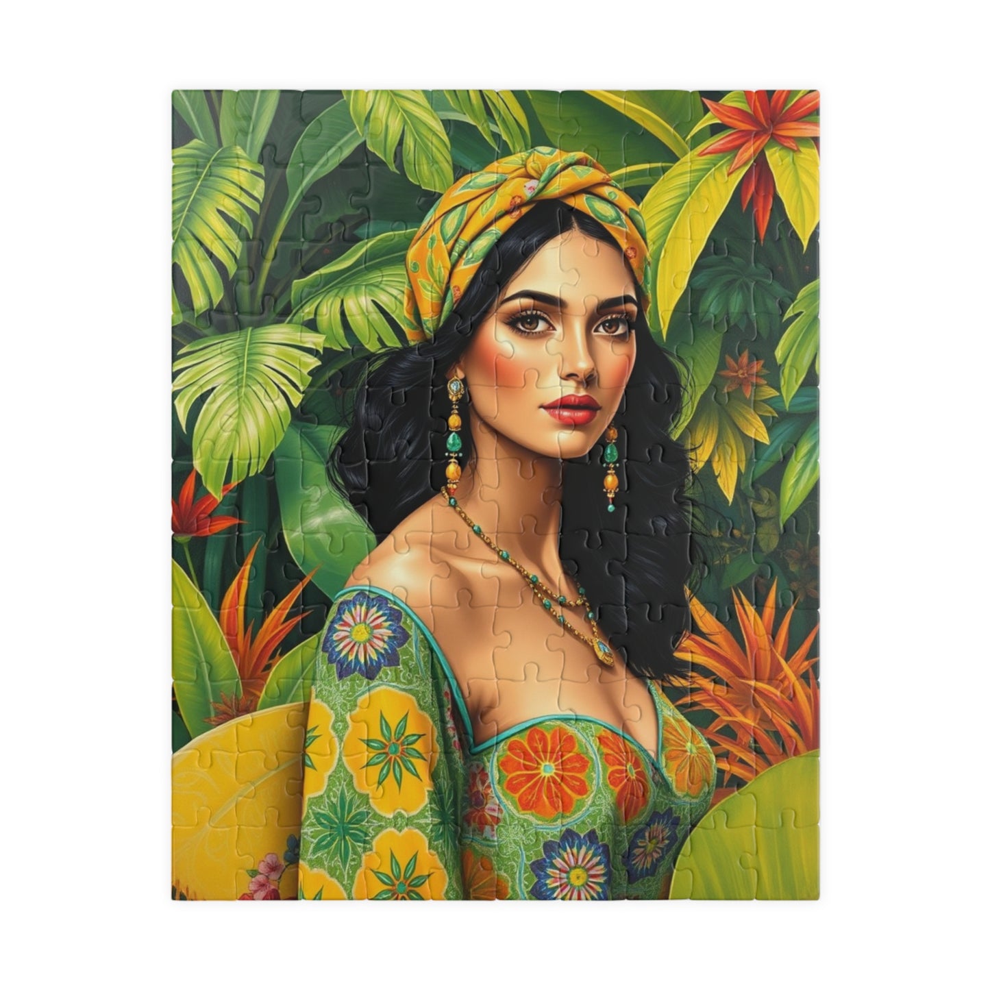 Tropical Vibes Puzzle - Woman Portrait, 110-1014 Piece Jigsaw Game for Relaxation, Thoughtful Gift for Adults, Home Entertainment 110 pcs (Vertical) Puzzle The Puzzle Chest