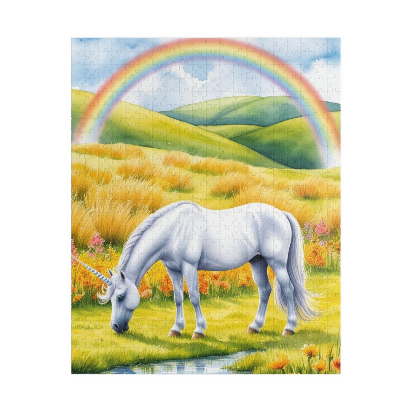 Mythical Unicorn Jigsaw Puzzle, Fantasy Landscape Puzzle Lover Gift, Rainbow Meadow 110-1014 Piece Family Activity Mind Challenge, Hobby 520 pcs (Vertical) Puzzle The Puzzle Chest