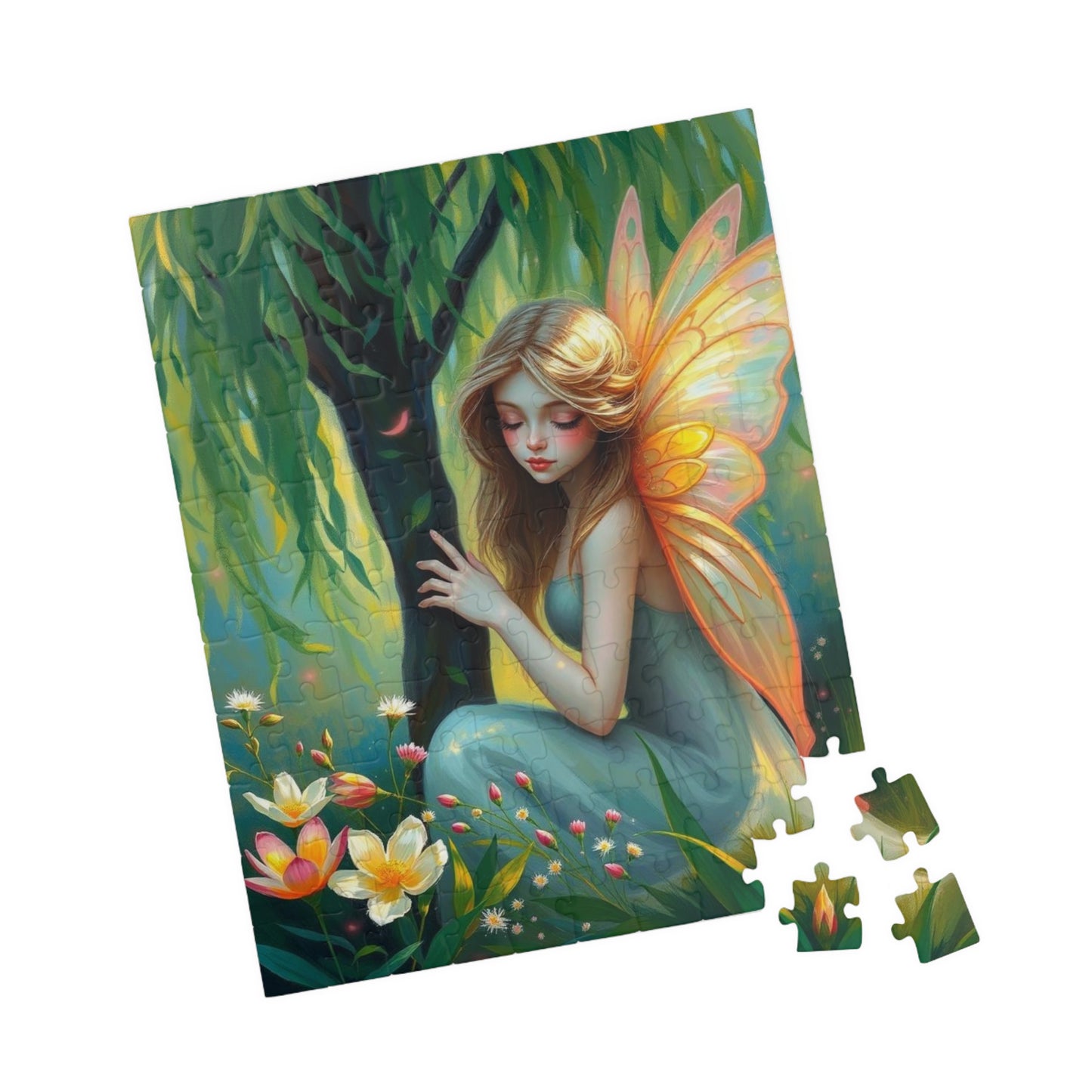 Fairy Under the Willow Jigsaw Puzzle - Enchanting Spring Garden Scene, Perfect for Adult Puzzle Lover, Gift for Friends, Family or Solo Fun